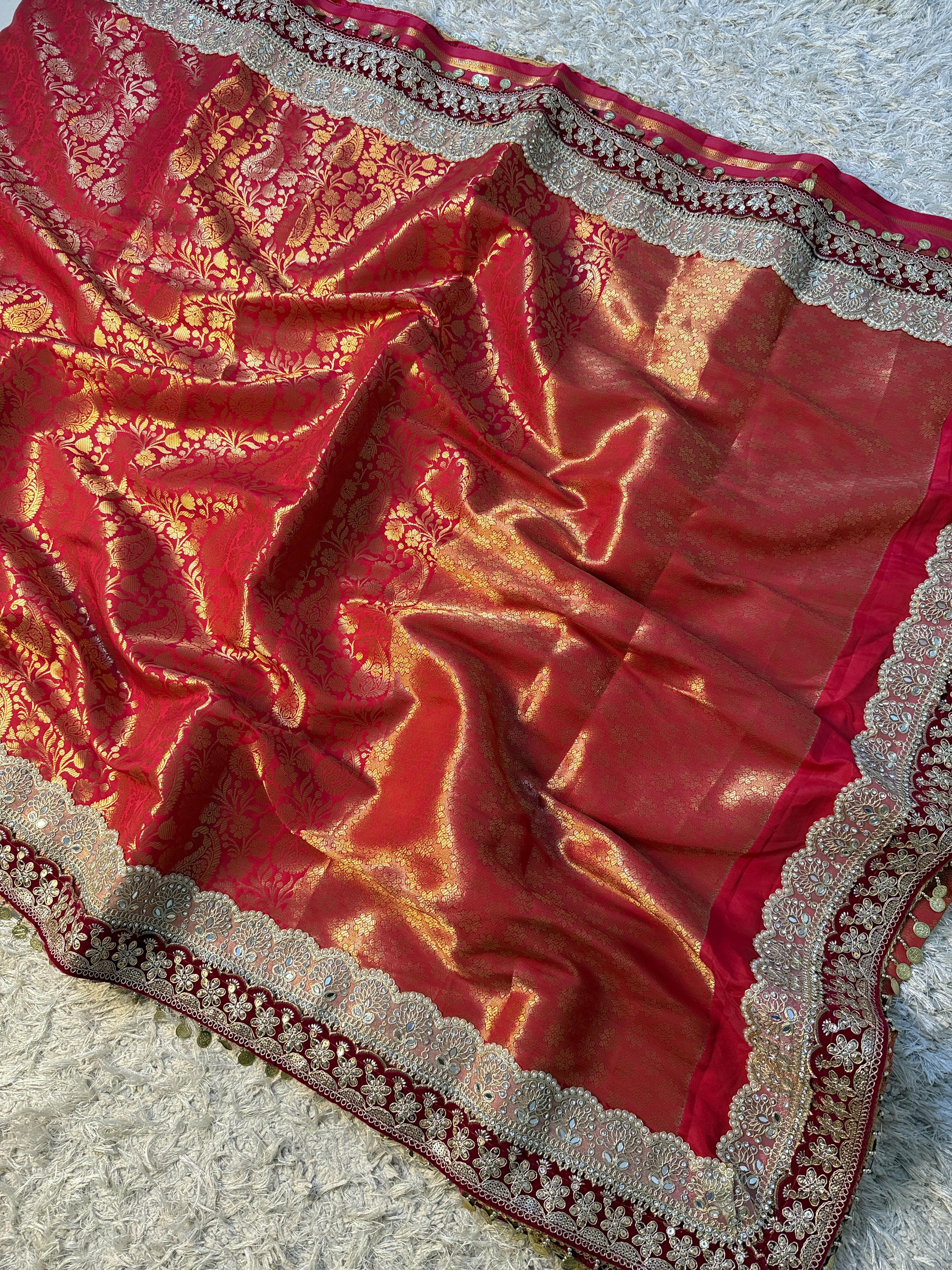 Exclusive Banarasi Bridal Kanjeevaram Brocade Katan Tanchui Saree