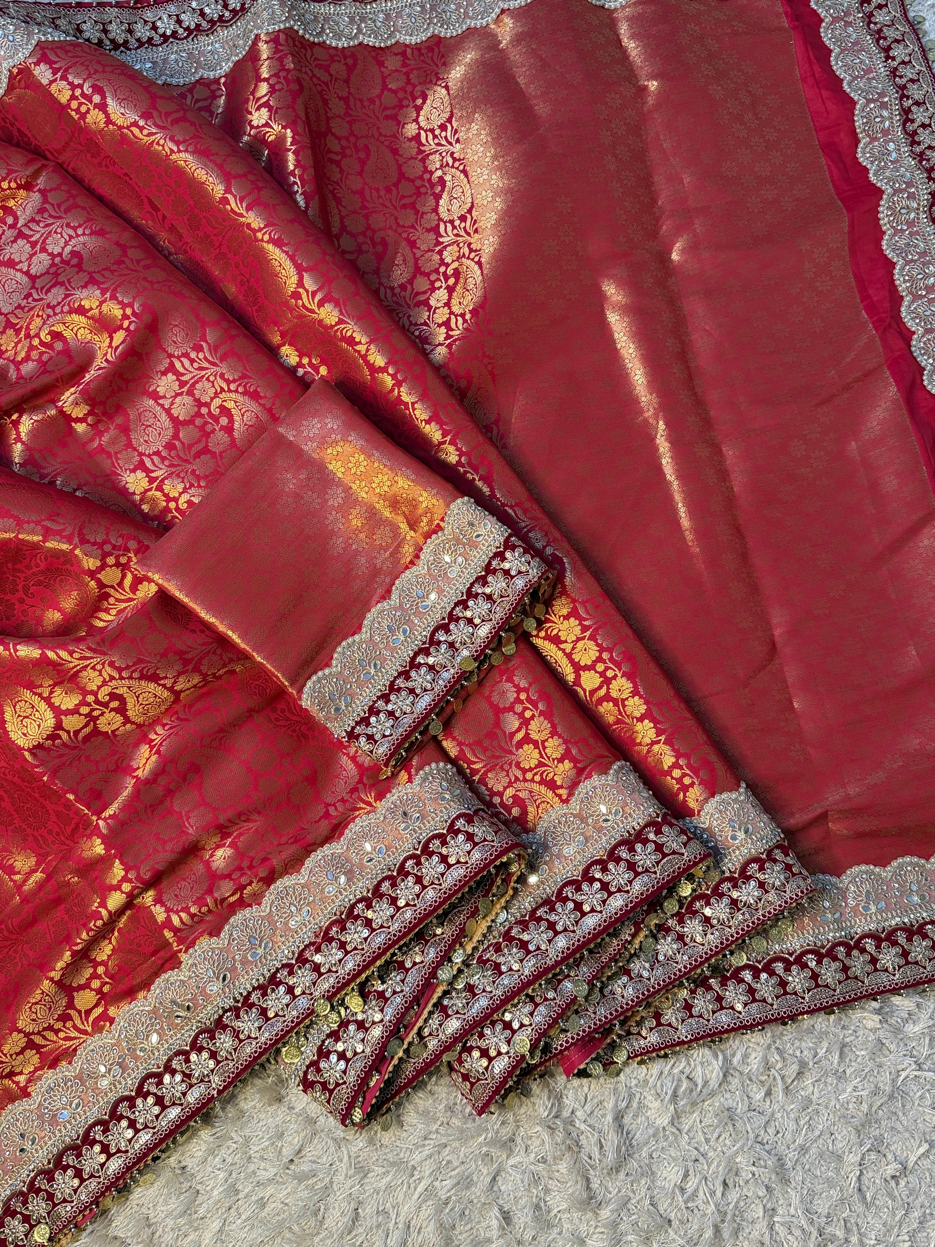 Exclusive Banarasi Bridal Kanjeevaram Brocade Katan Tanchui Saree