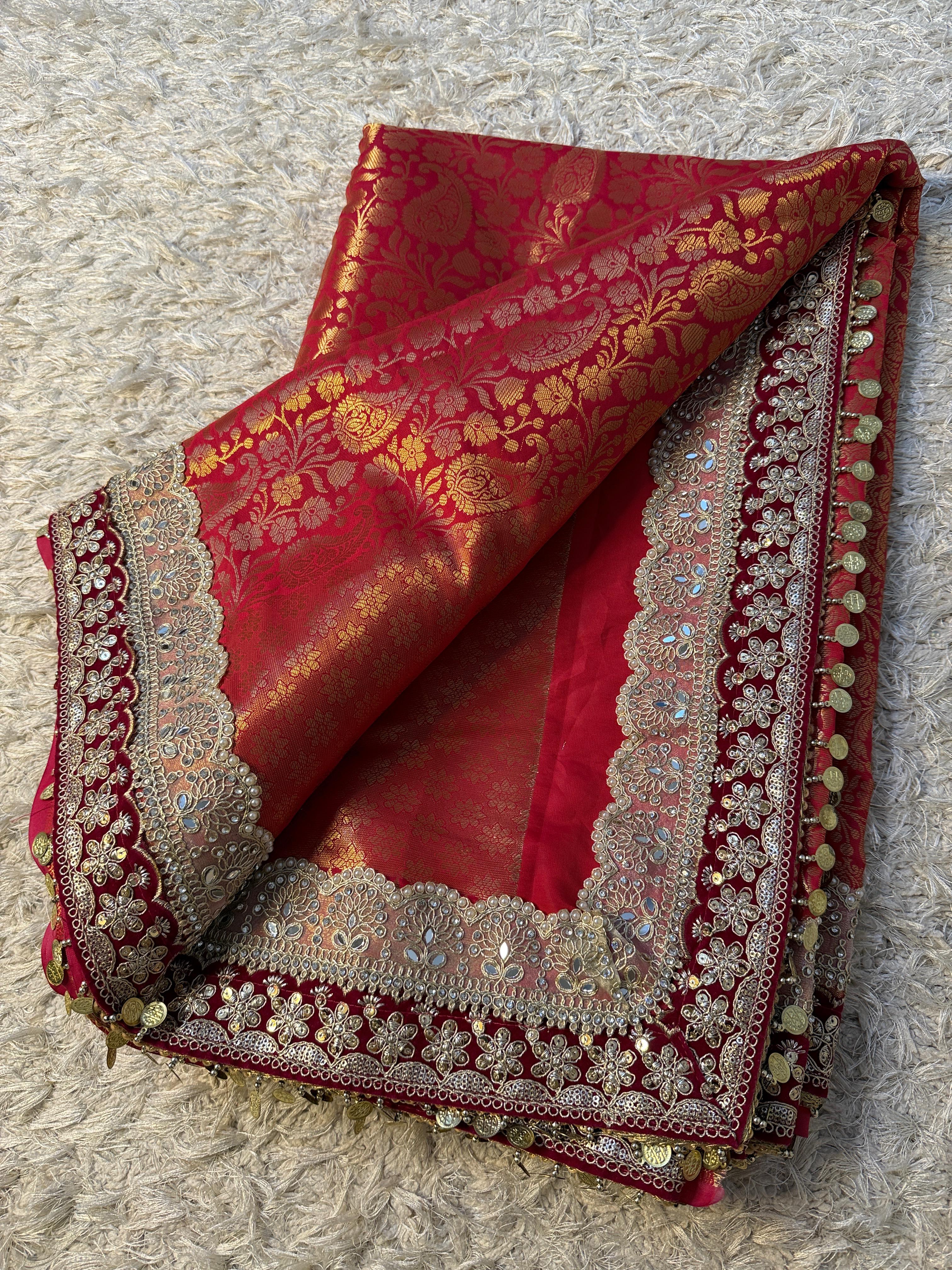 Exclusive Banarasi Bridal Kanjeevaram Brocade Katan Tanchui Saree