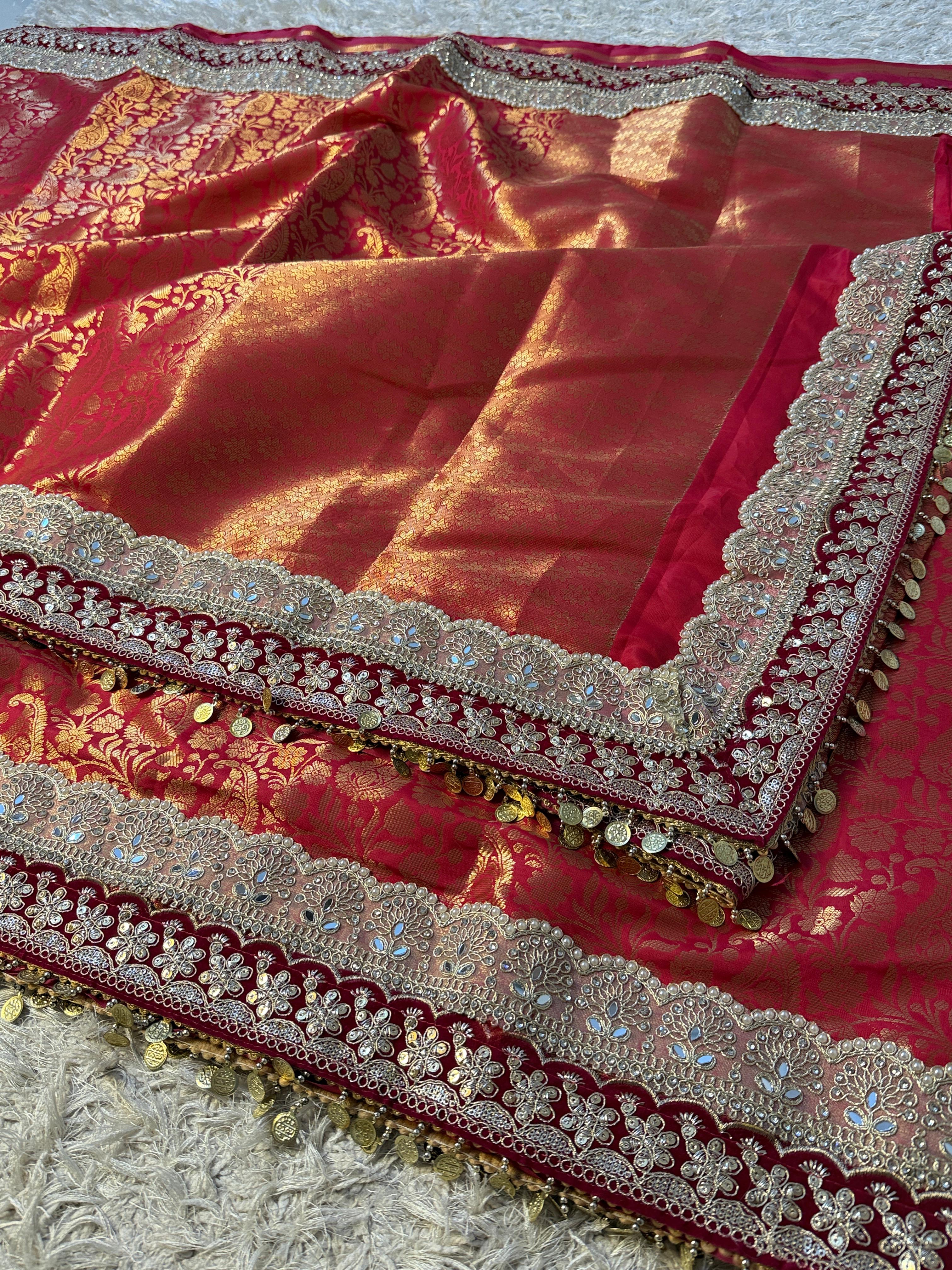 Exclusive Banarasi Bridal Kanjeevaram Brocade Katan Tanchui Saree