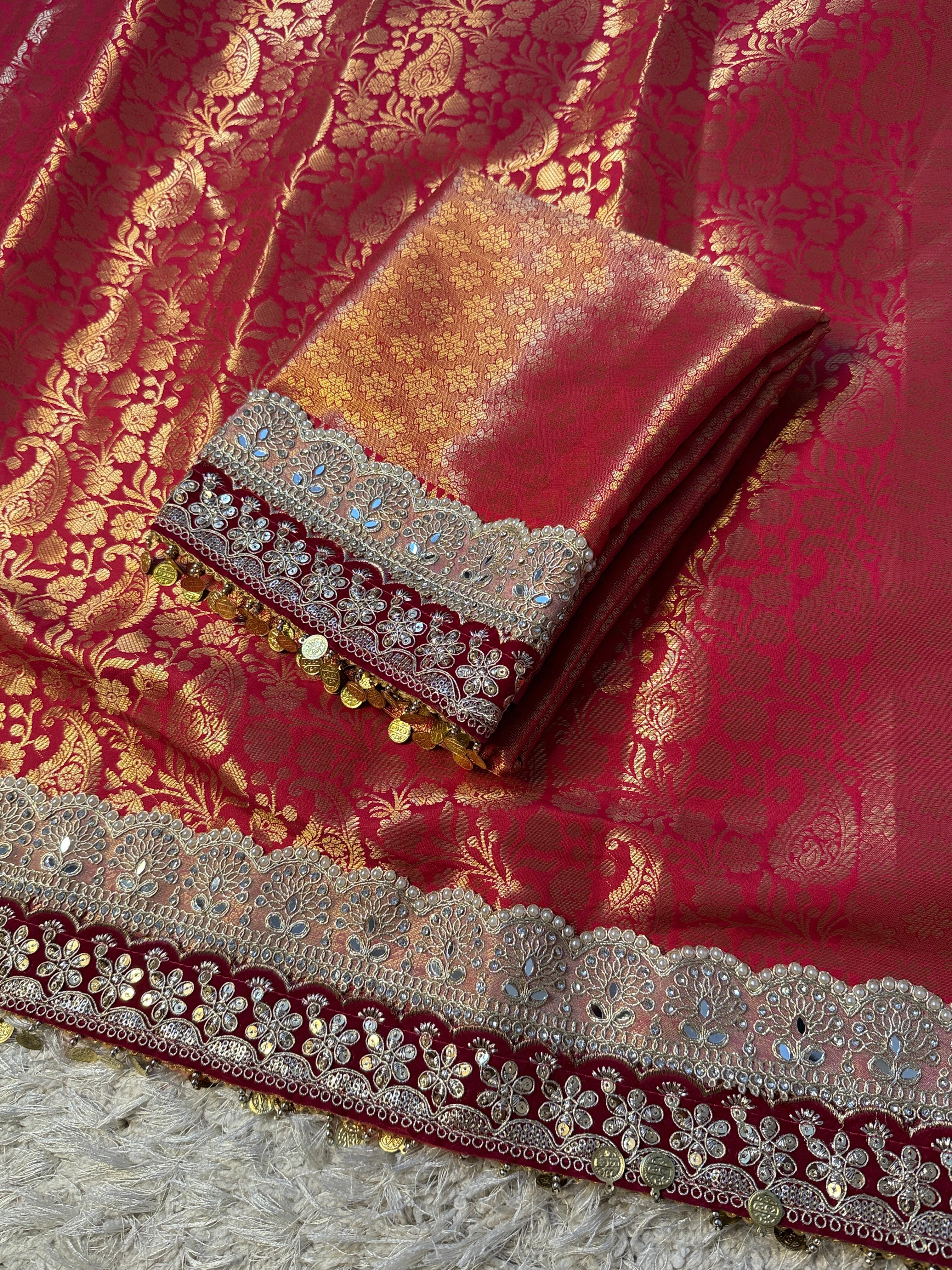Exclusive Banarasi Bridal Kanjeevaram Brocade Katan Tanchui Saree