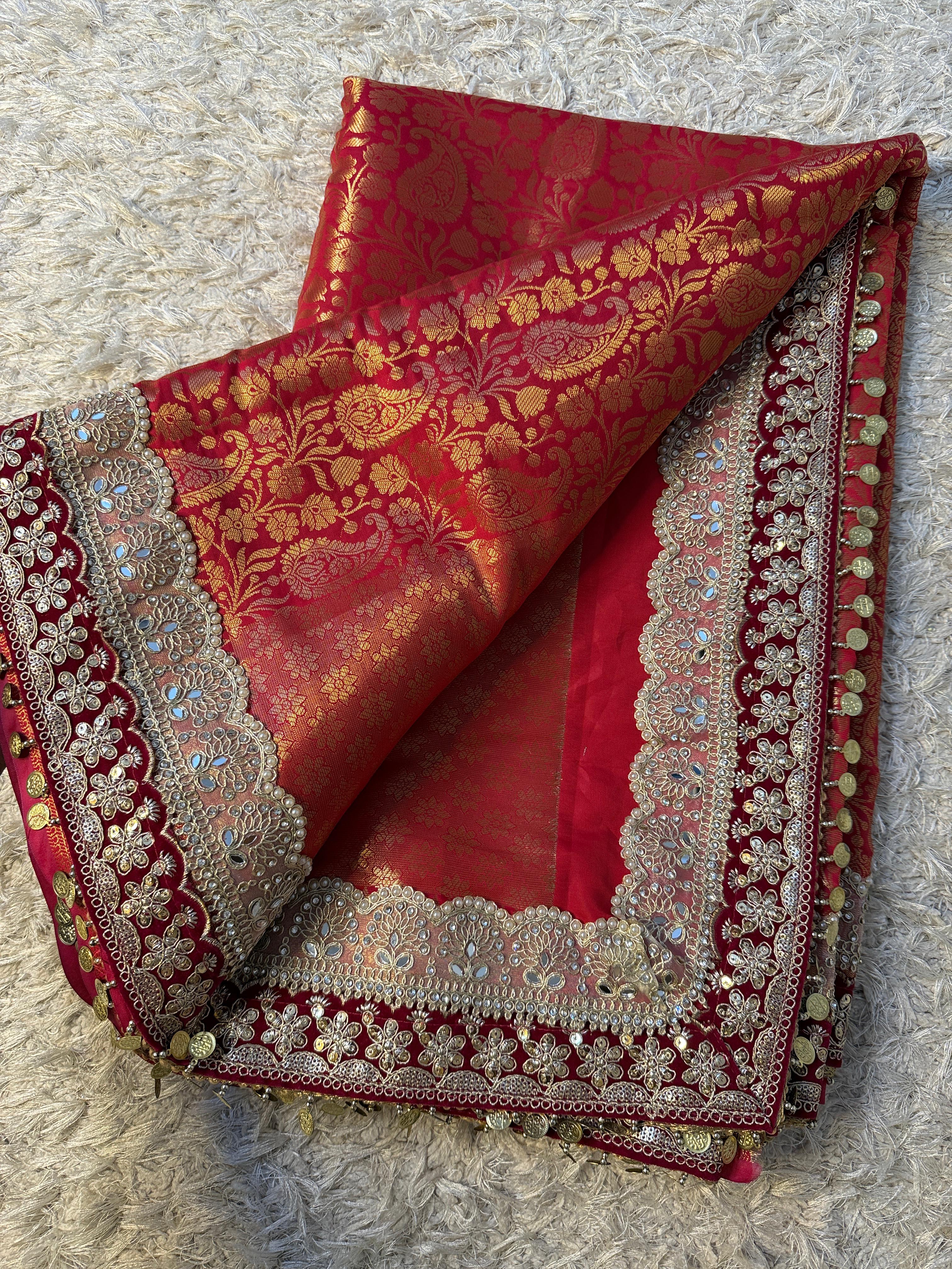 Exclusive Banarasi Bridal Kanjeevaram Brocade Katan Tanchui Saree
