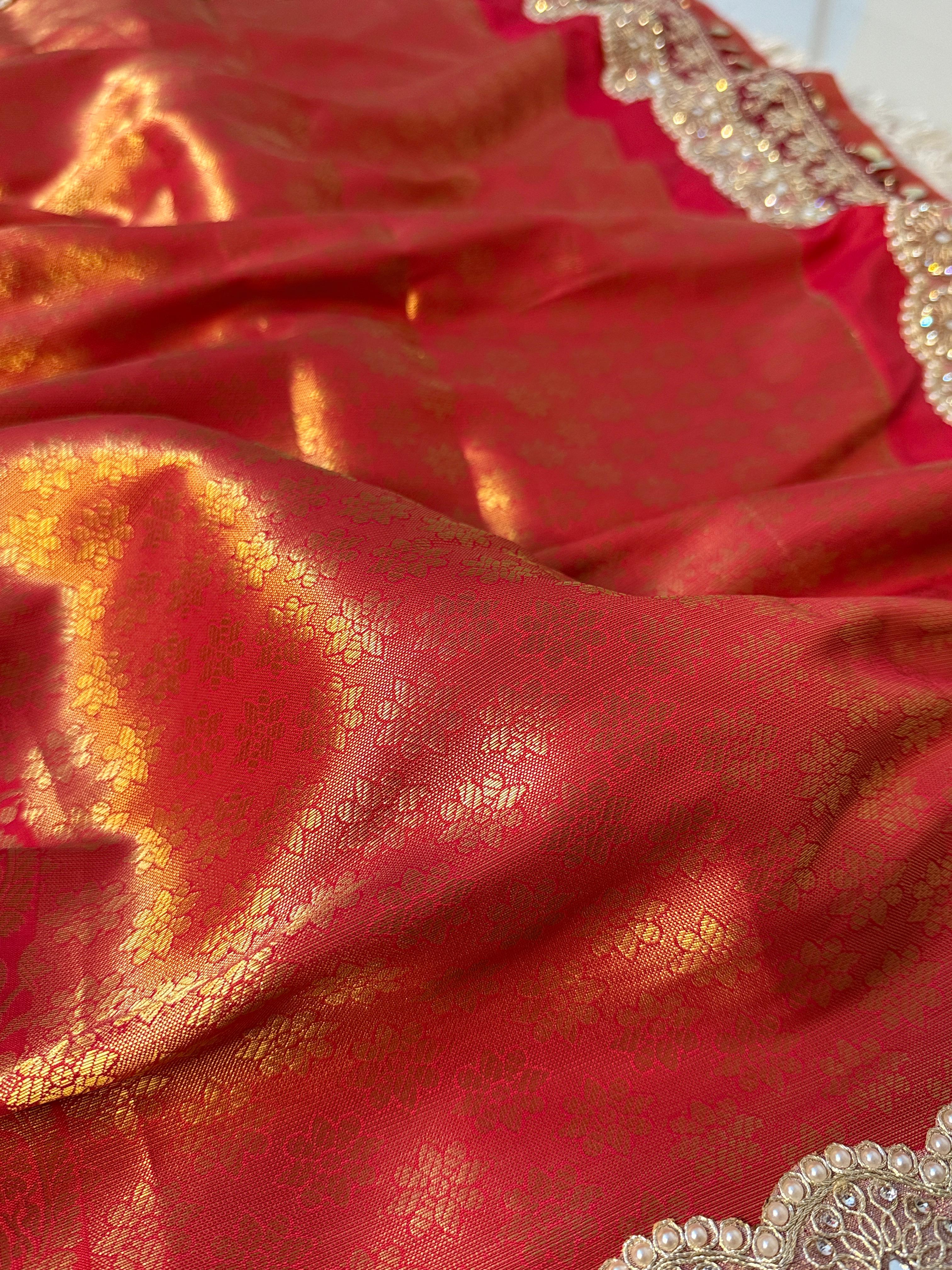 Exclusive Banarasi Bridal Kanjeevaram Brocade Katan Tanchui Saree