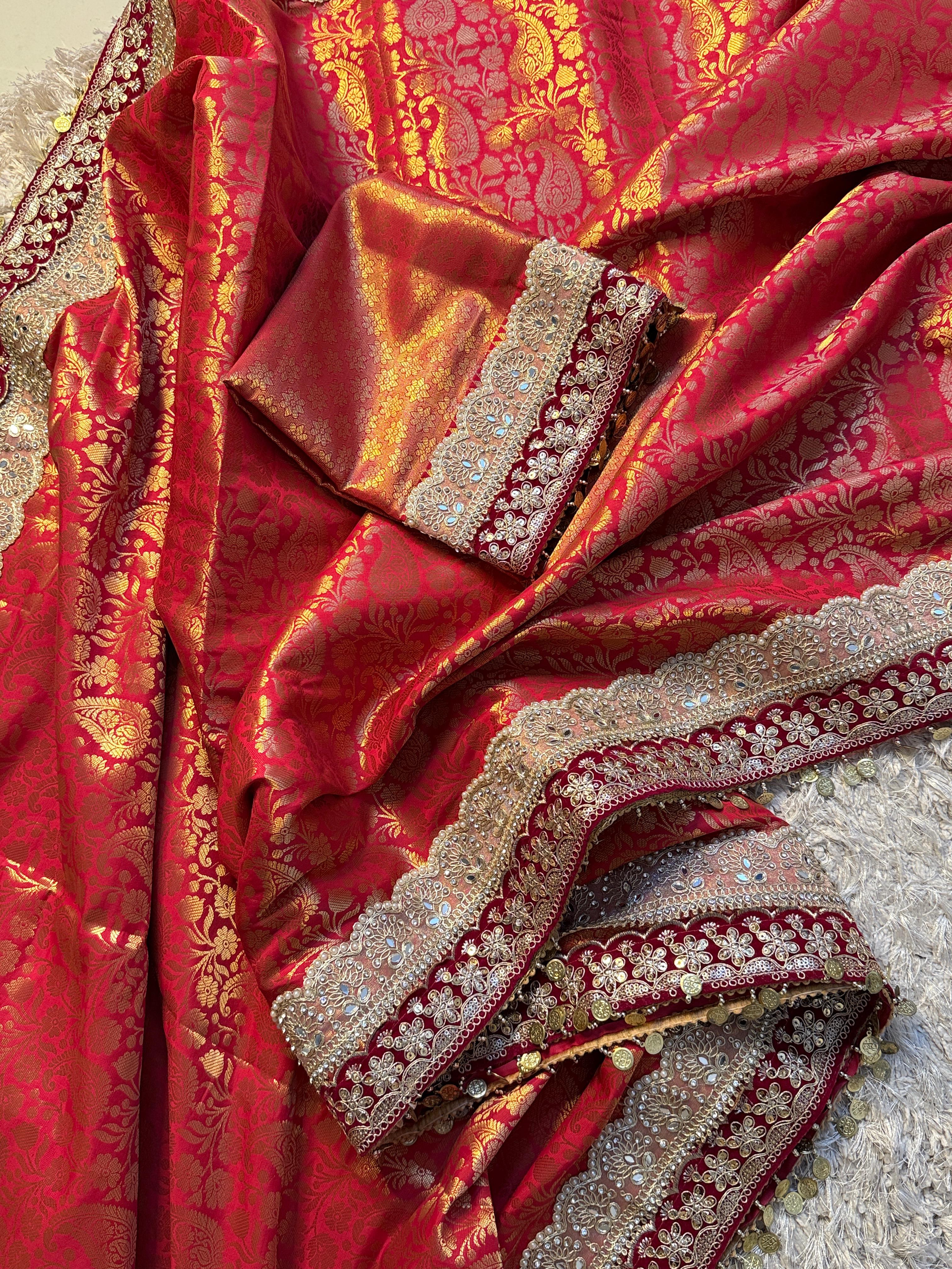 Exclusive Banarasi Bridal Kanjeevaram Brocade Katan Tanchui Saree