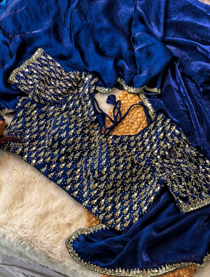 Designer Handwork Saree with mirror work embroidery