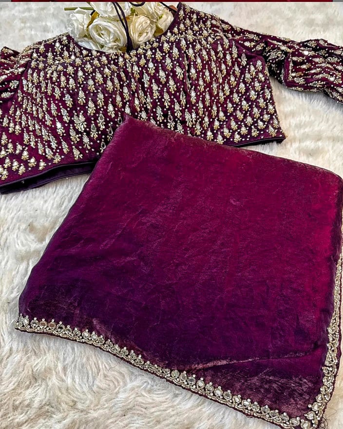 Designer Handwork Saree with mirror work embroidery