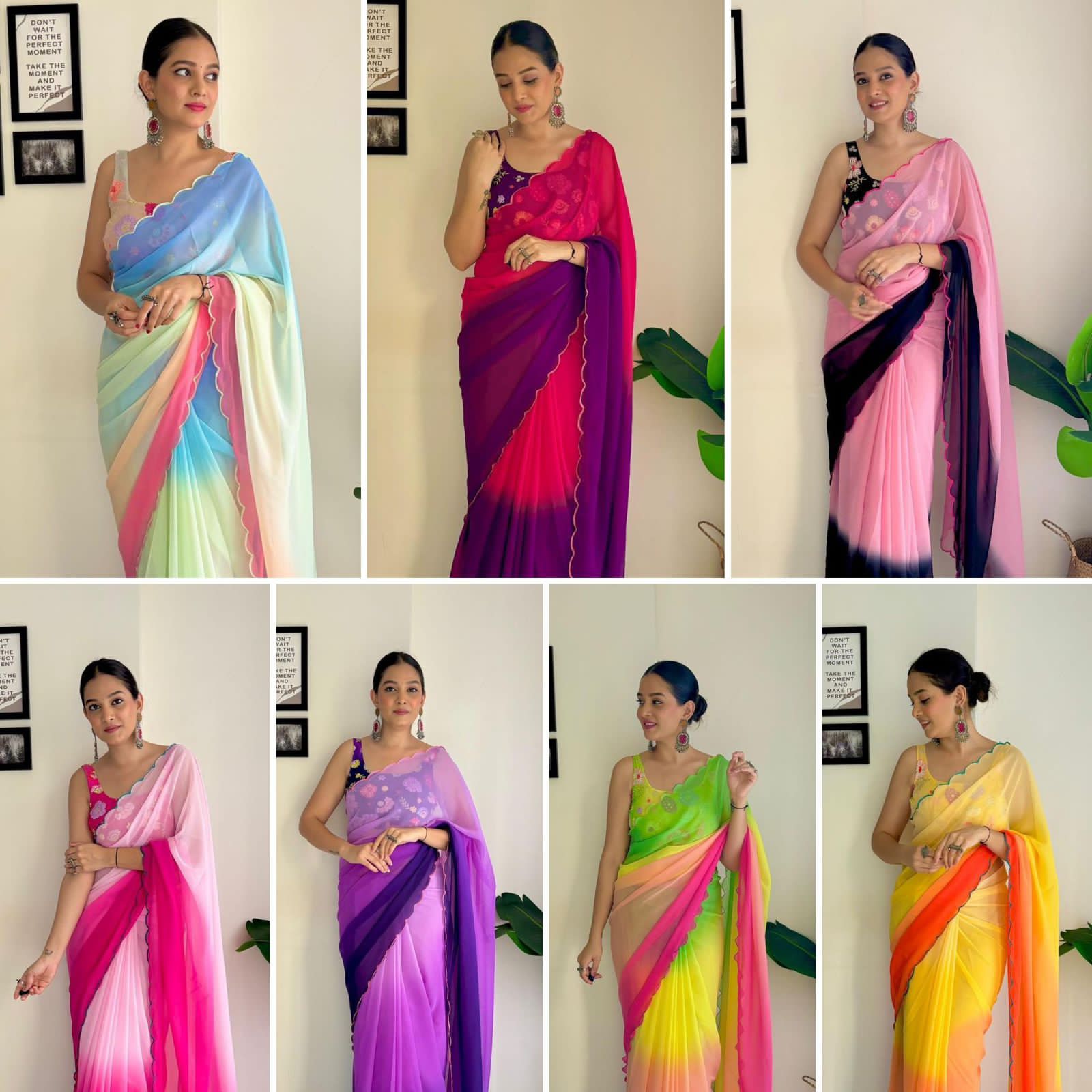 Pure Soft Georgette saree with Embroidery Unstitched Work Blouse