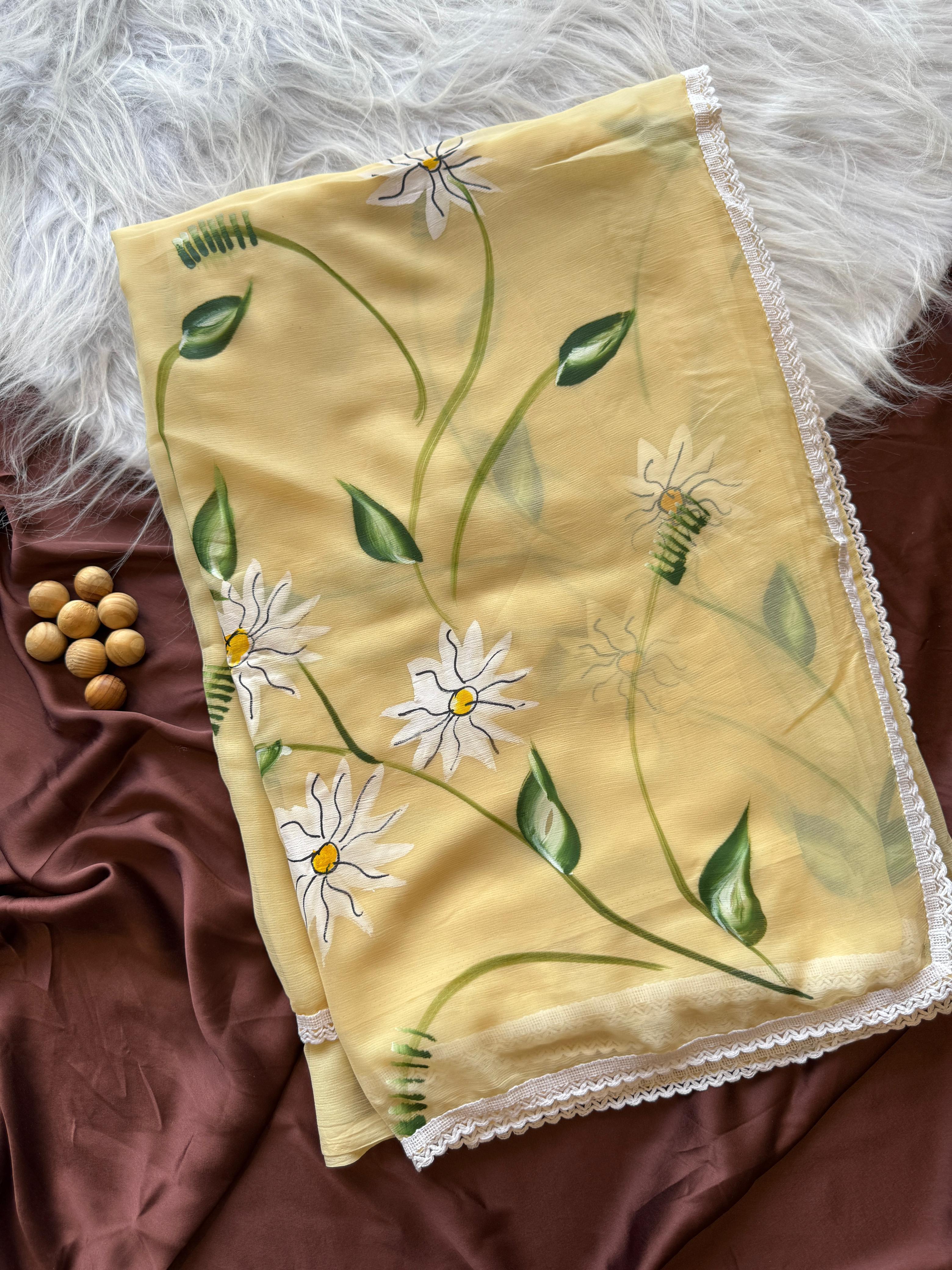 Chiffon Hand-painted saree