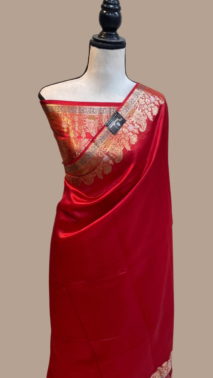 Banarasi Warm Double Zari iskat Alfi Border Soft Silk Saree