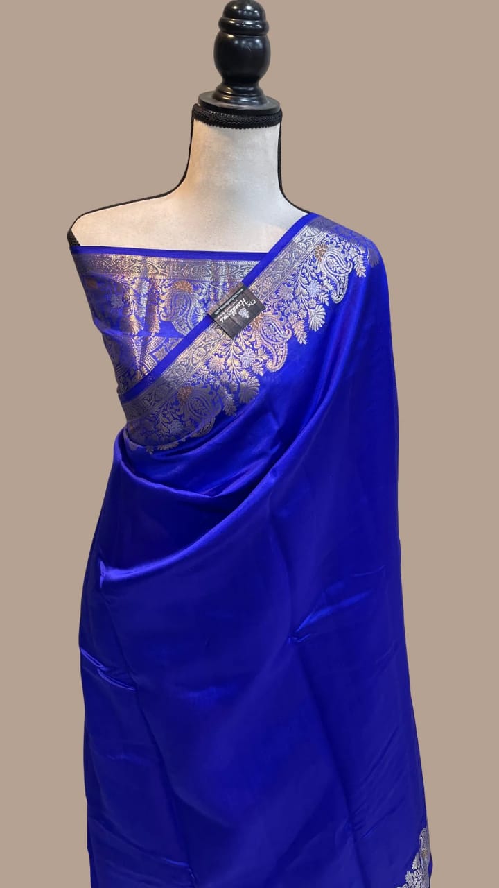 Banarasi Warm Double Zari iskat Alfi Border Soft Silk Saree