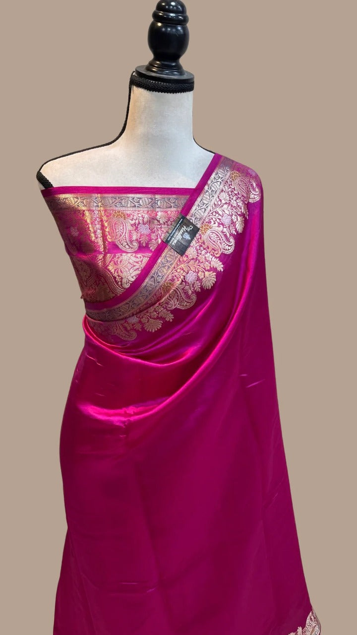 Banarasi Warm Double Zari iskat Alfi Border Soft Silk Saree