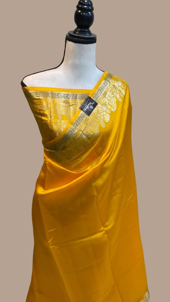 Banarasi Warm Double Zari iskat Alfi Border Soft Silk Saree