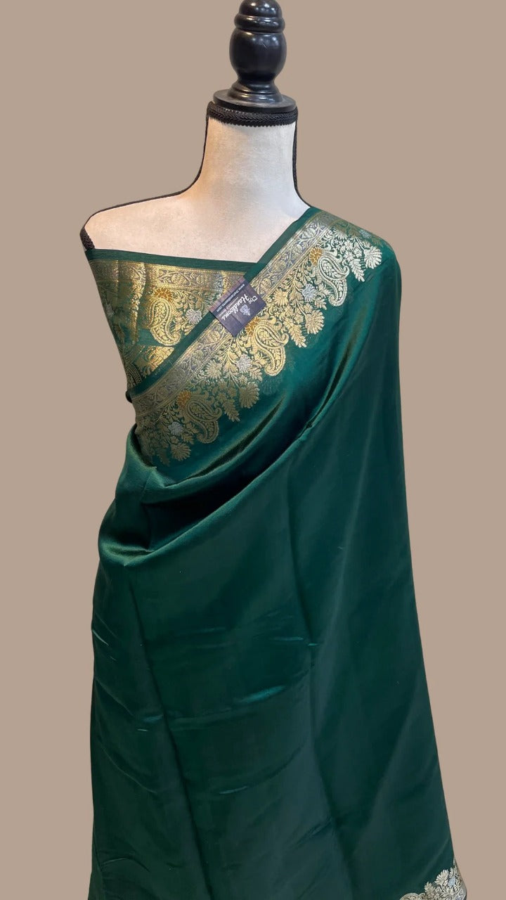 Banarasi Warm Double Zari iskat Alfi Border Soft Silk Saree