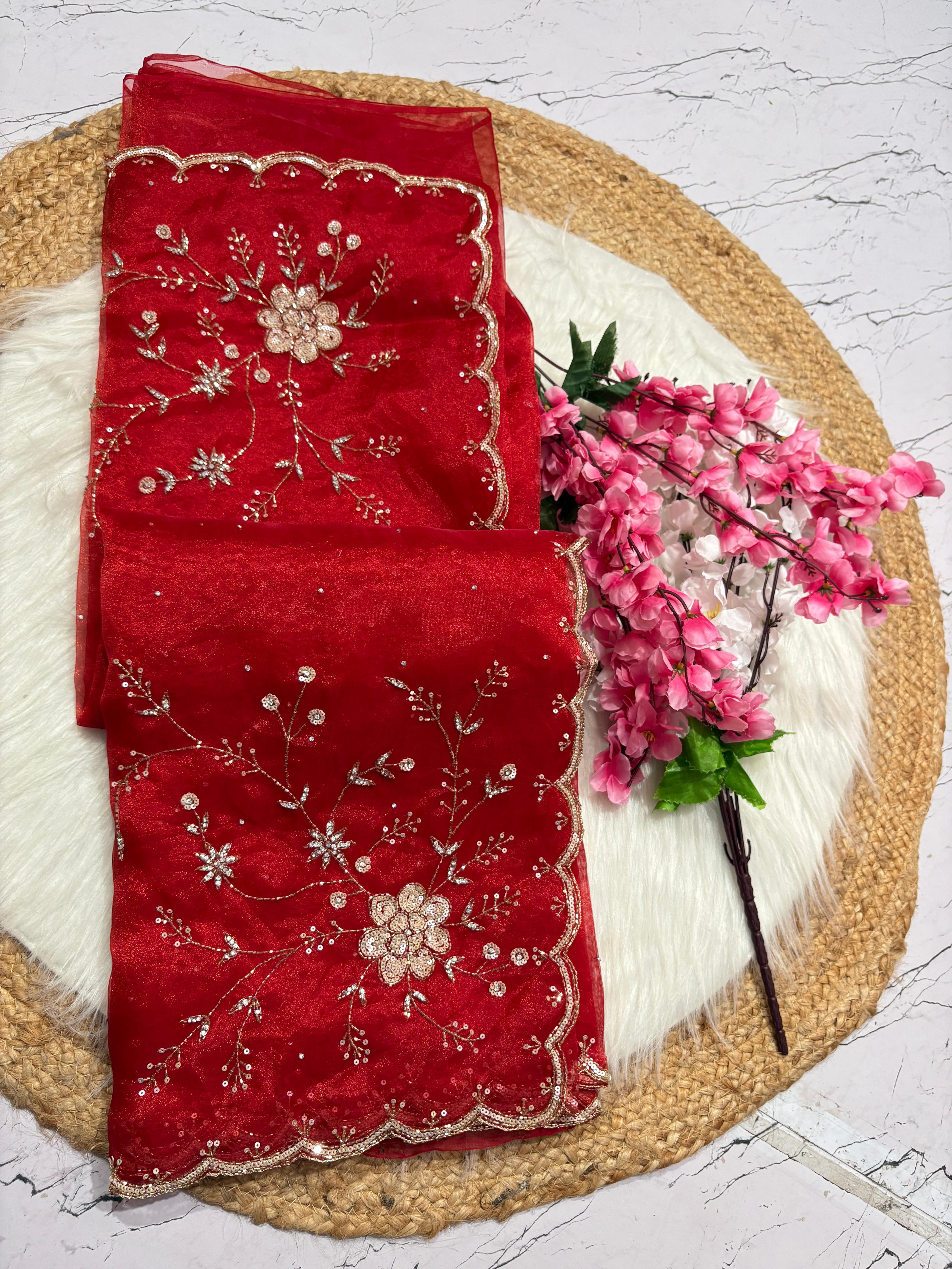 Designer Organza Handwork Saree