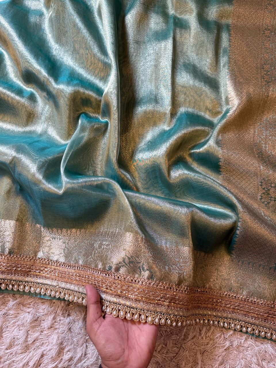 Banarasi Glass Plain Tissue Border Soft Saree ✨