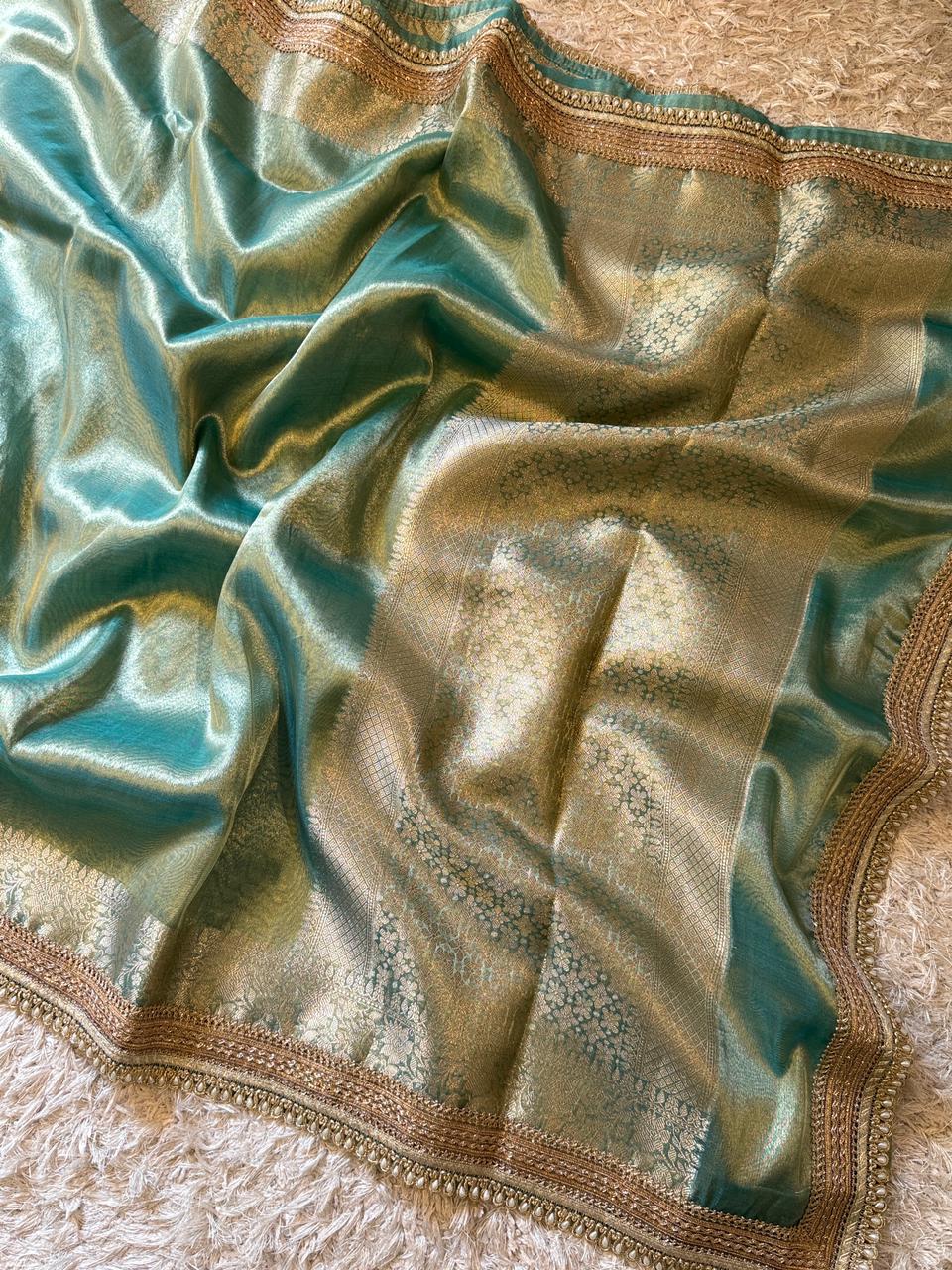 Banarasi Glass Plain Tissue Border Soft Saree ✨