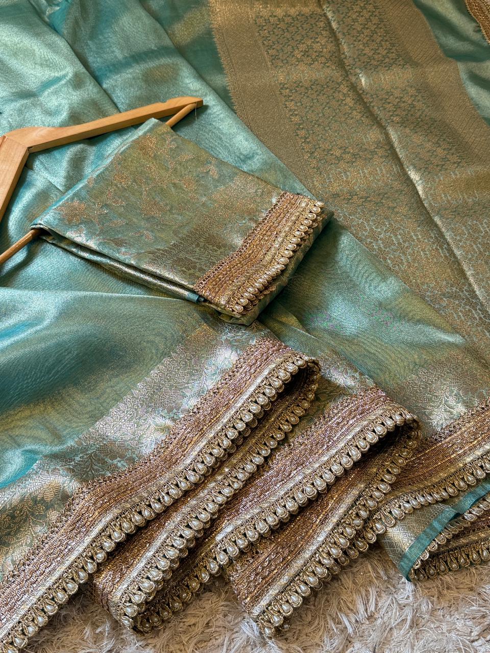 Banarasi Glass Plain Tissue Border Soft Saree ✨