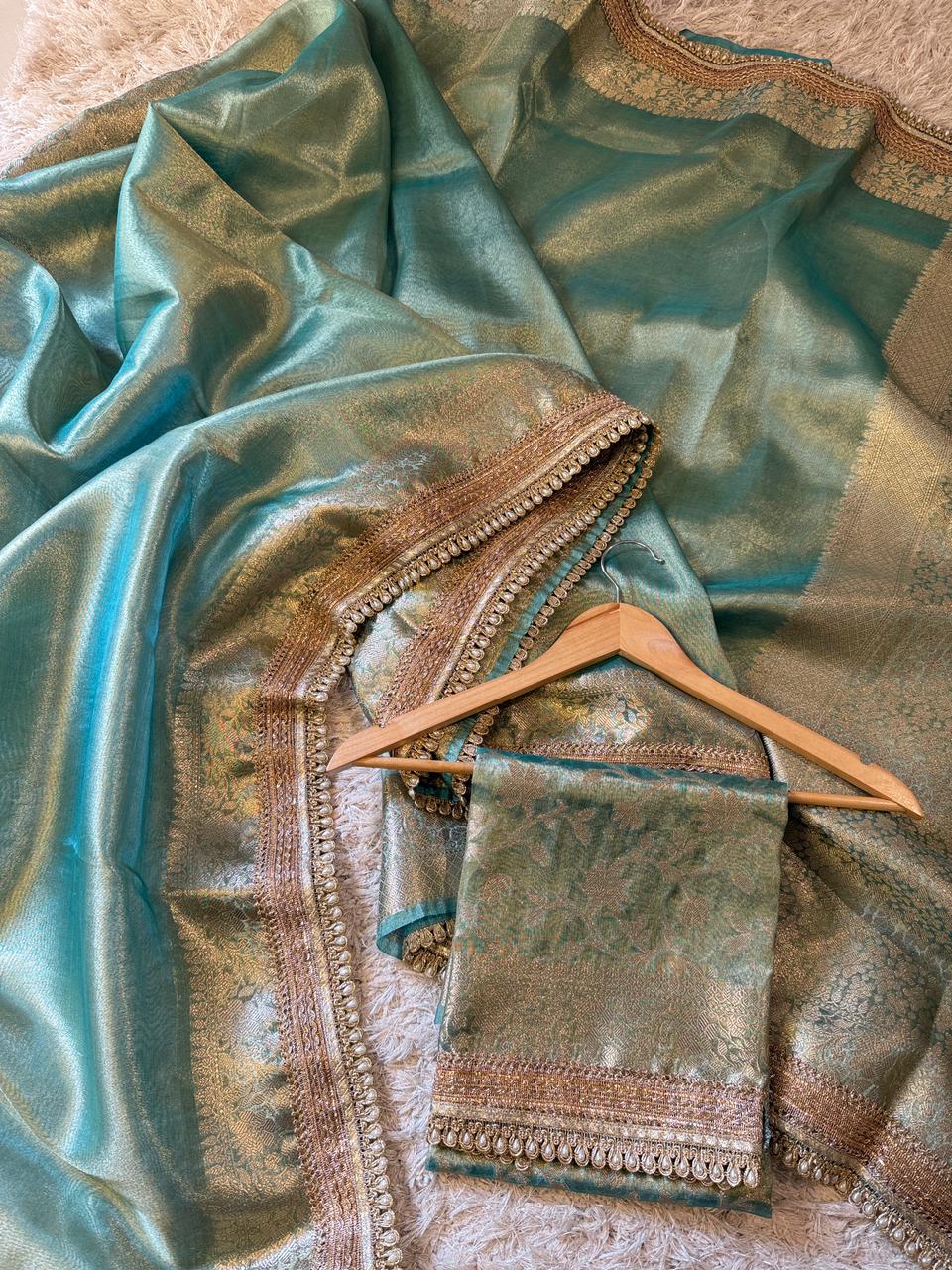 Banarasi Glass Plain Tissue Border Soft Saree ✨