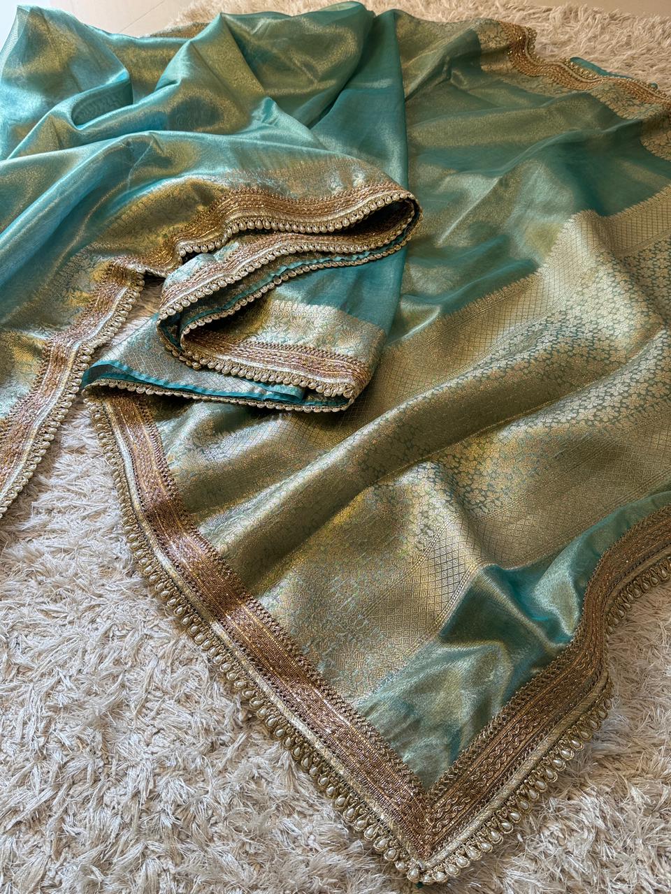 Banarasi Glass Plain Tissue Border Soft Saree ✨