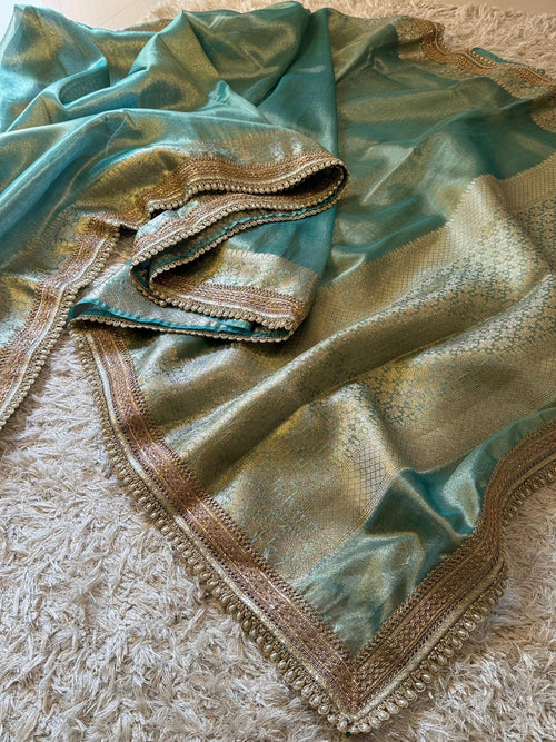 Banarasi Glass Plain Tissue Border Soft Saree ✨
