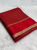 Pure viscose Georgette with small checks weaving with satin patta border