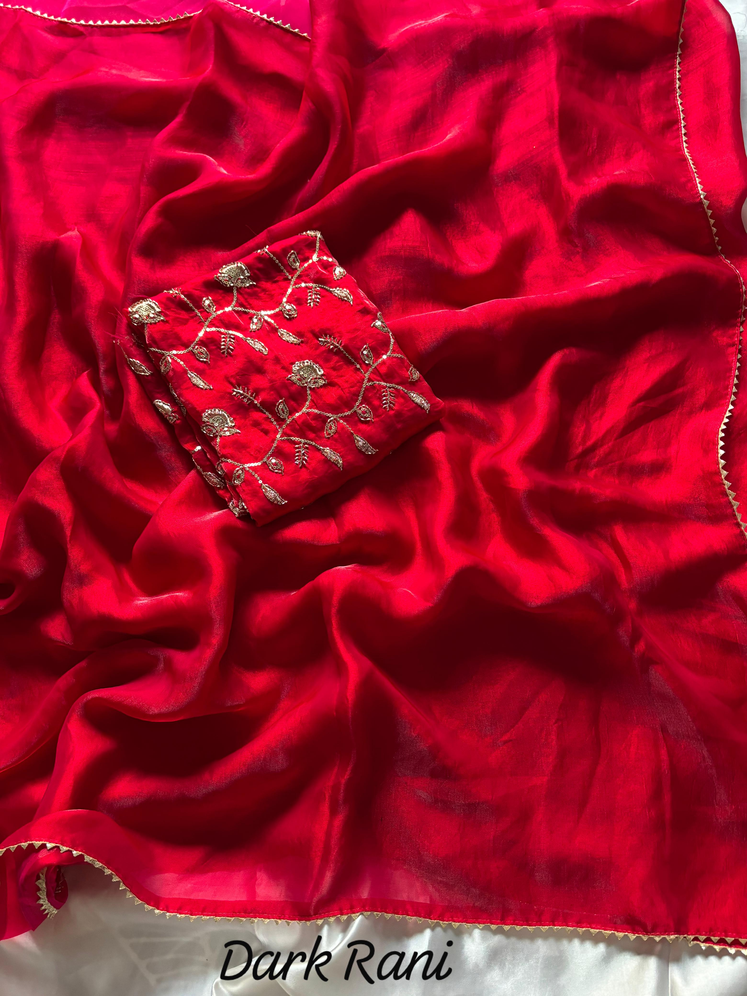 Designer Space silk Tissue  Saree with Beads work Blouse