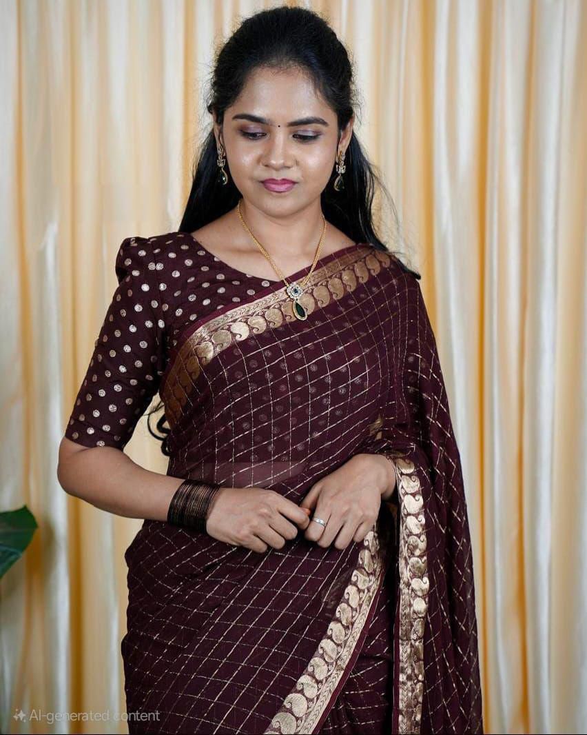 Viscous Georgette Saree With Viscous Blouse