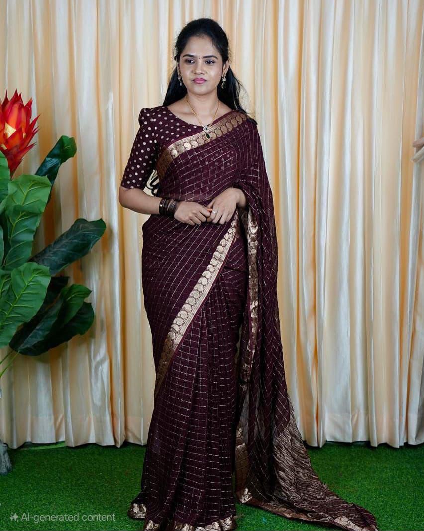Viscous Georgette Saree With Viscous Blouse