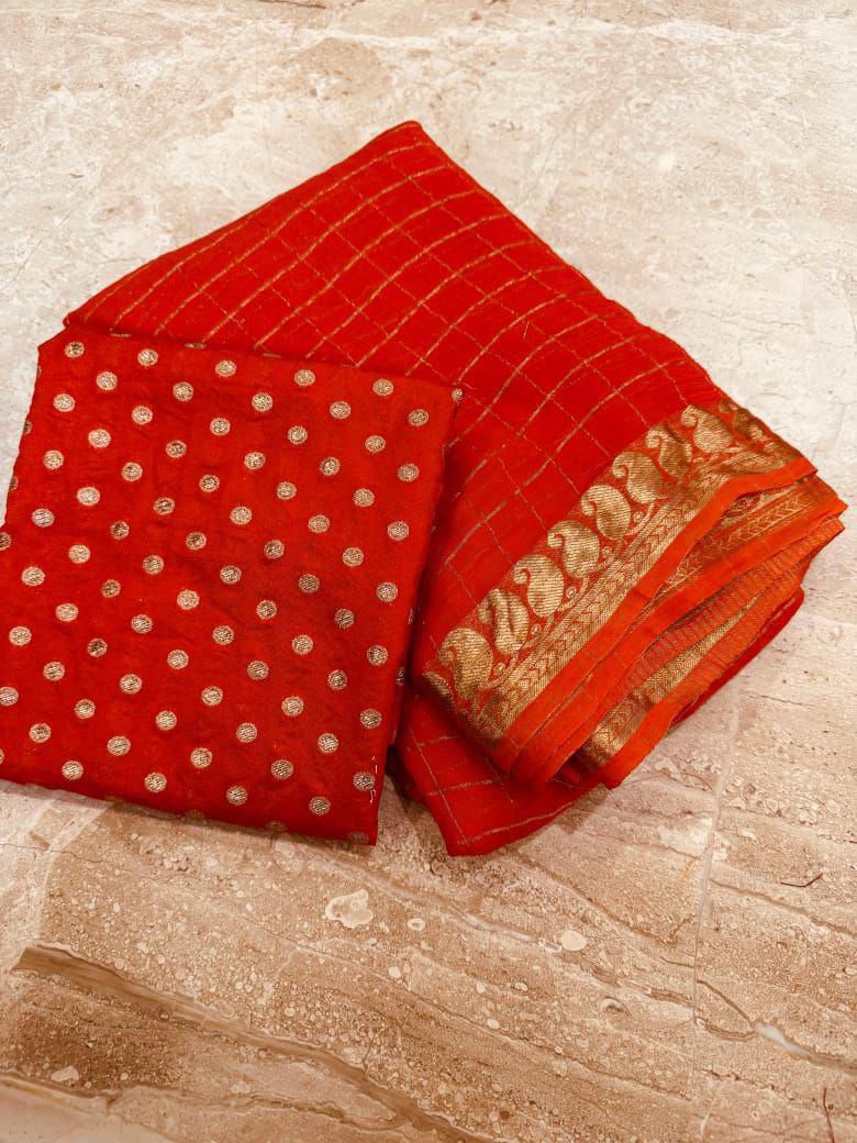 Viscous Georgette Saree With Viscous Blouse