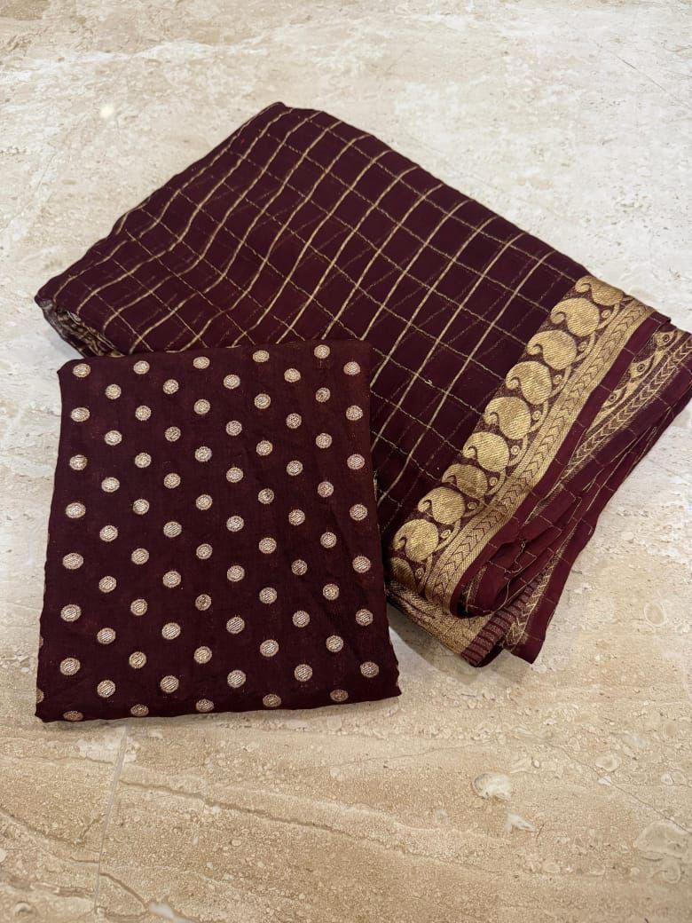 Viscous Georgette Saree With Viscous Blouse