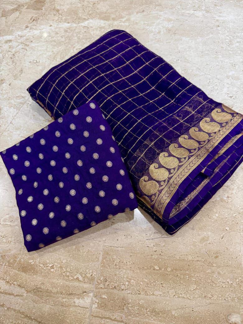 Viscous Georgette Saree With Viscous Blouse