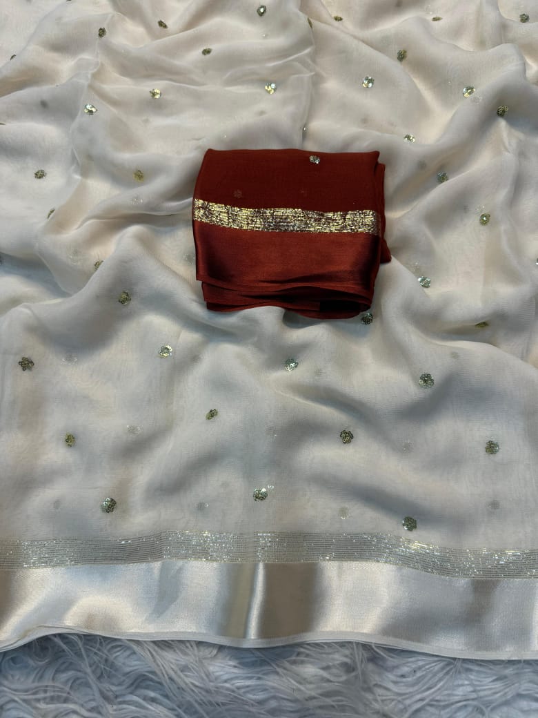 Satin Patta Pure Viscose Georgette Saree