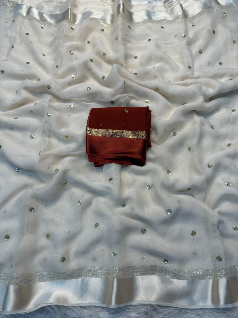 Satin Patta Pure Viscose Georgette Saree