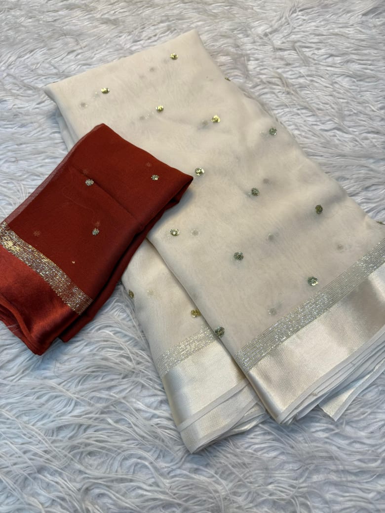 Satin Patta Pure Viscose Georgette Saree