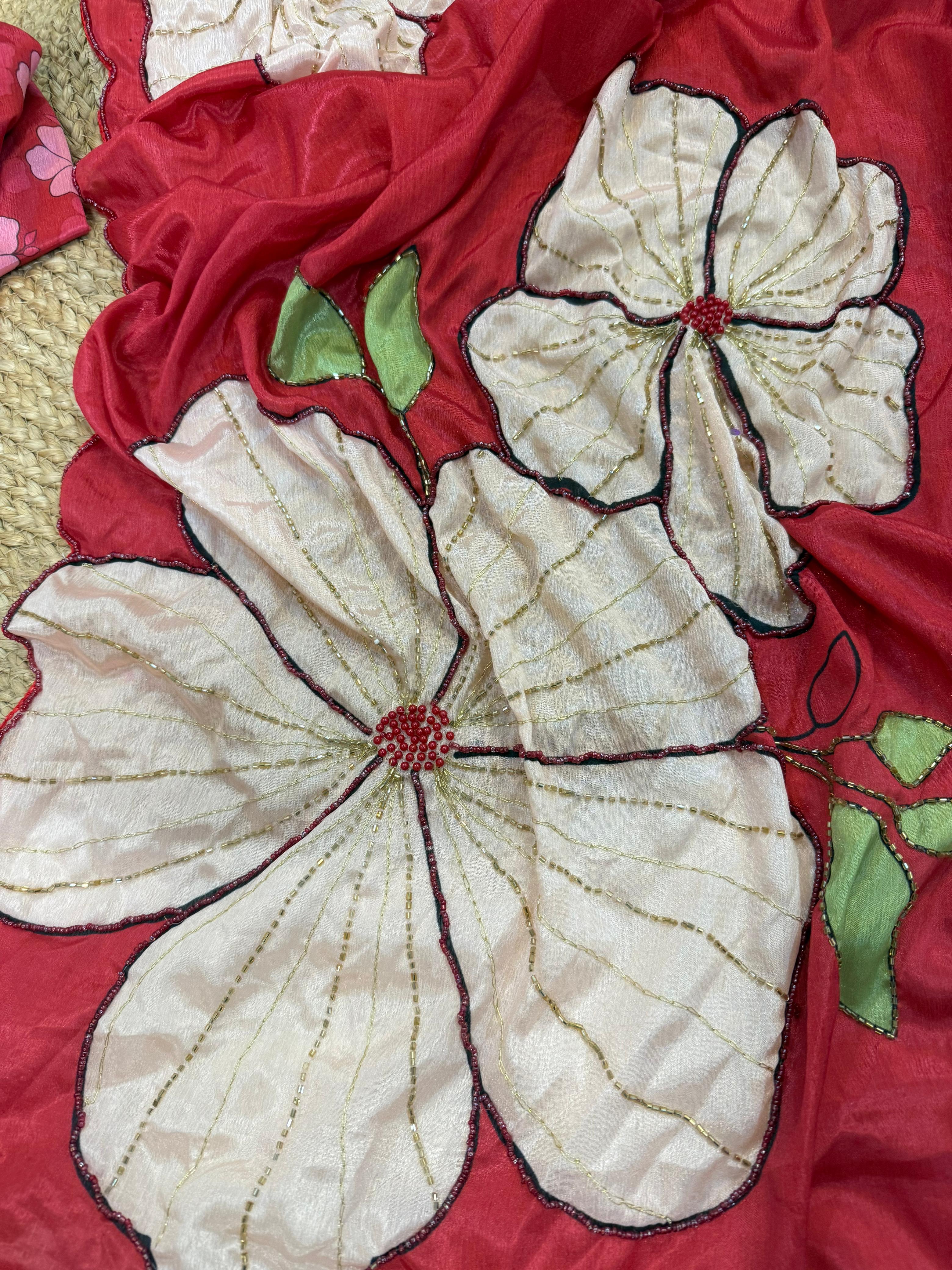 Organza Tissue Fabric With Embroidery