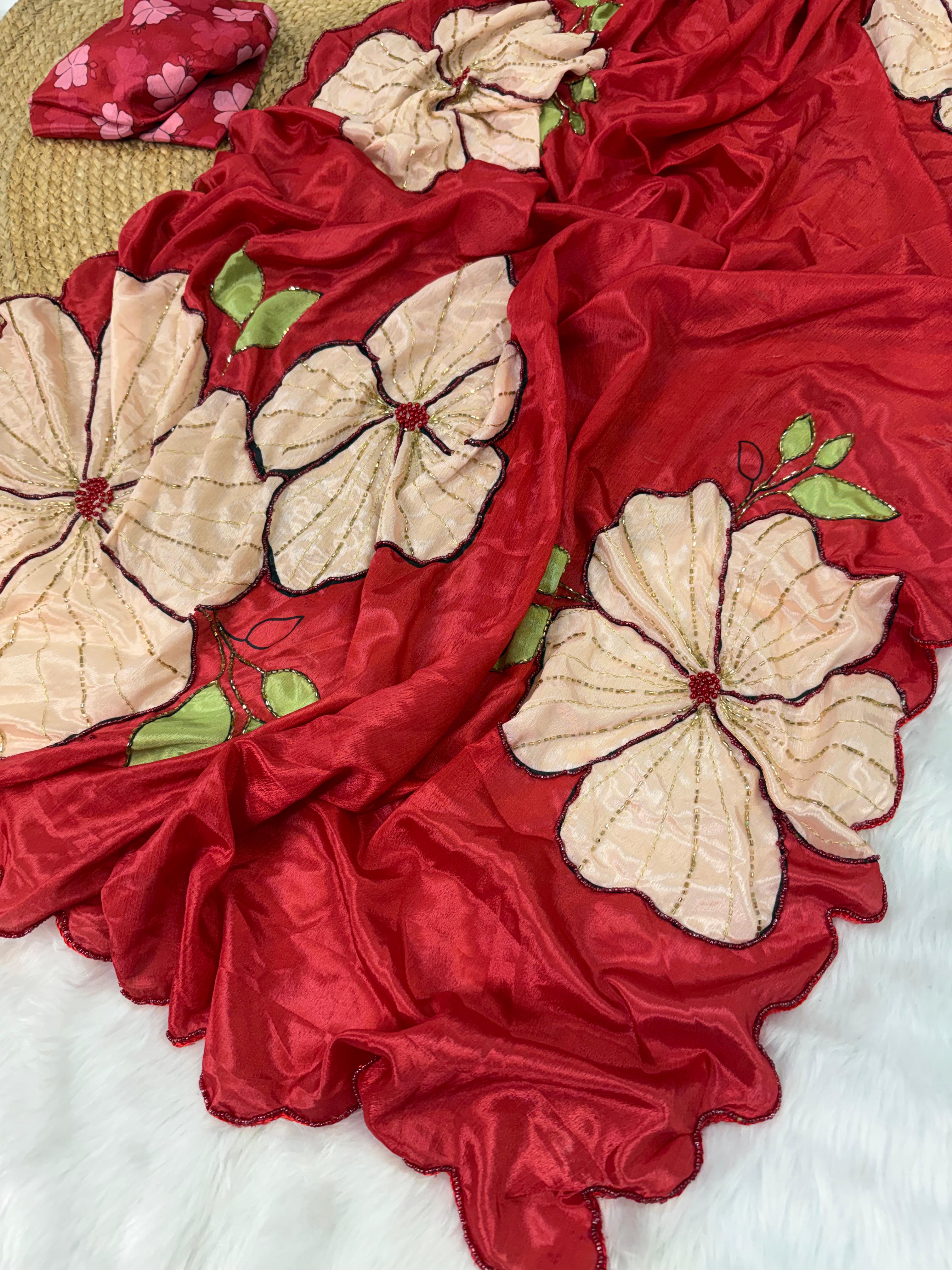 Organza Tissue Fabric With Embroidery