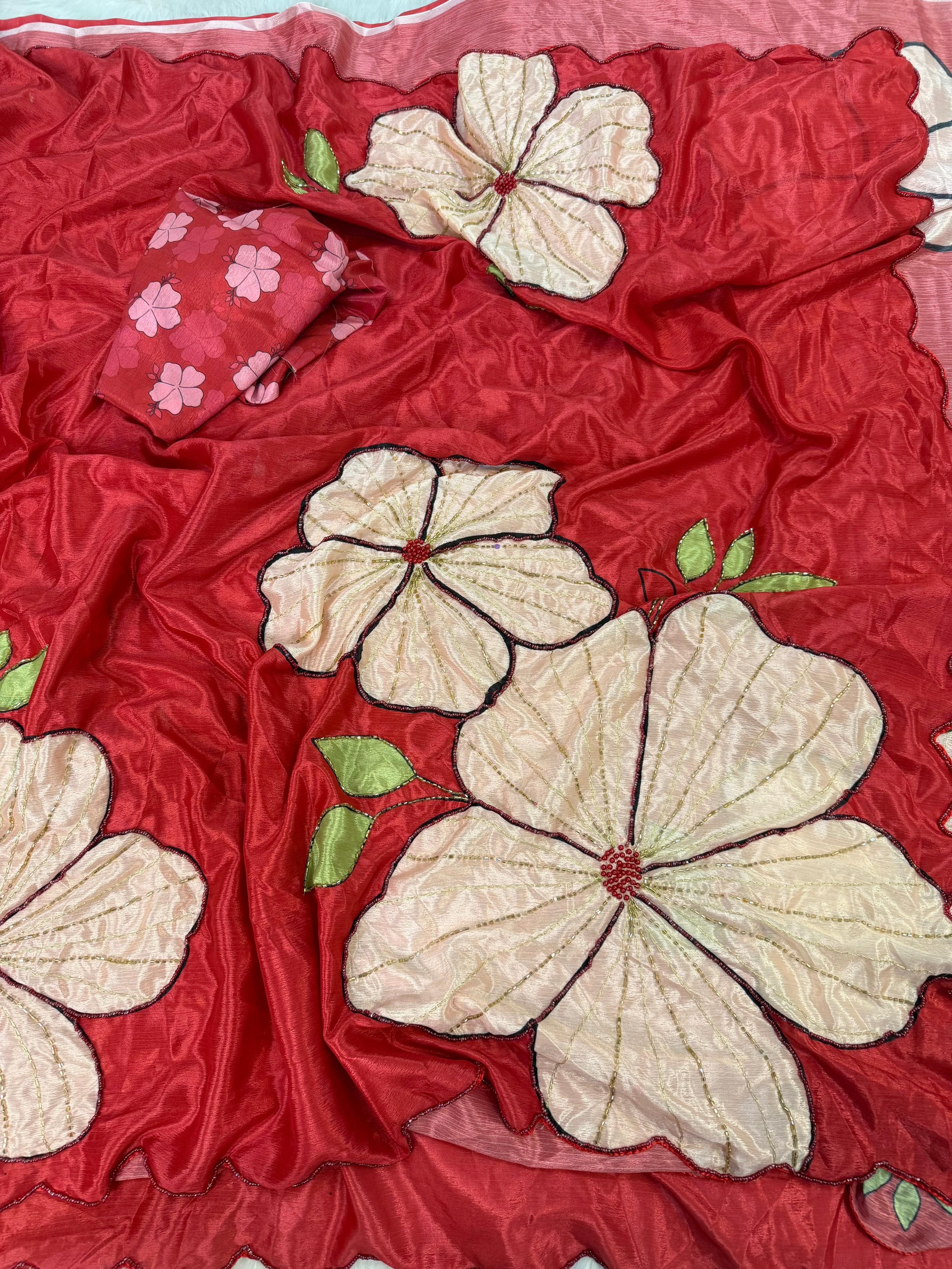 Organza Tissue Fabric With Embroidery