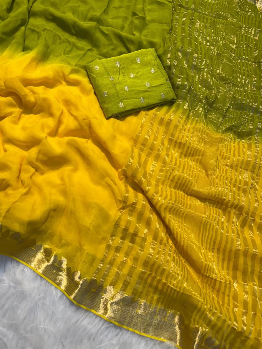 Viscose Georgette Shaded Saree With Viscose Contrast Blouse