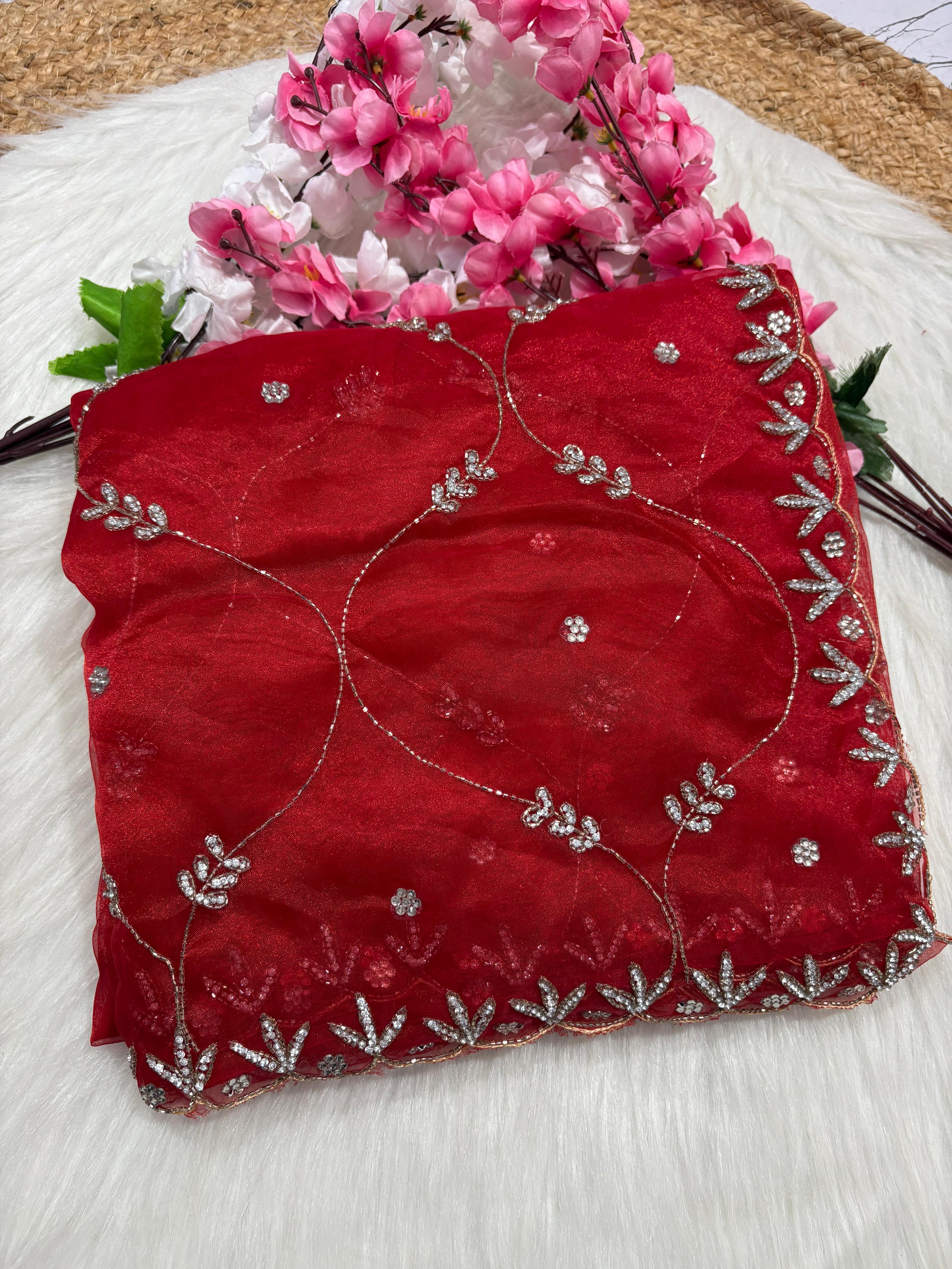 soft organza handwork saree