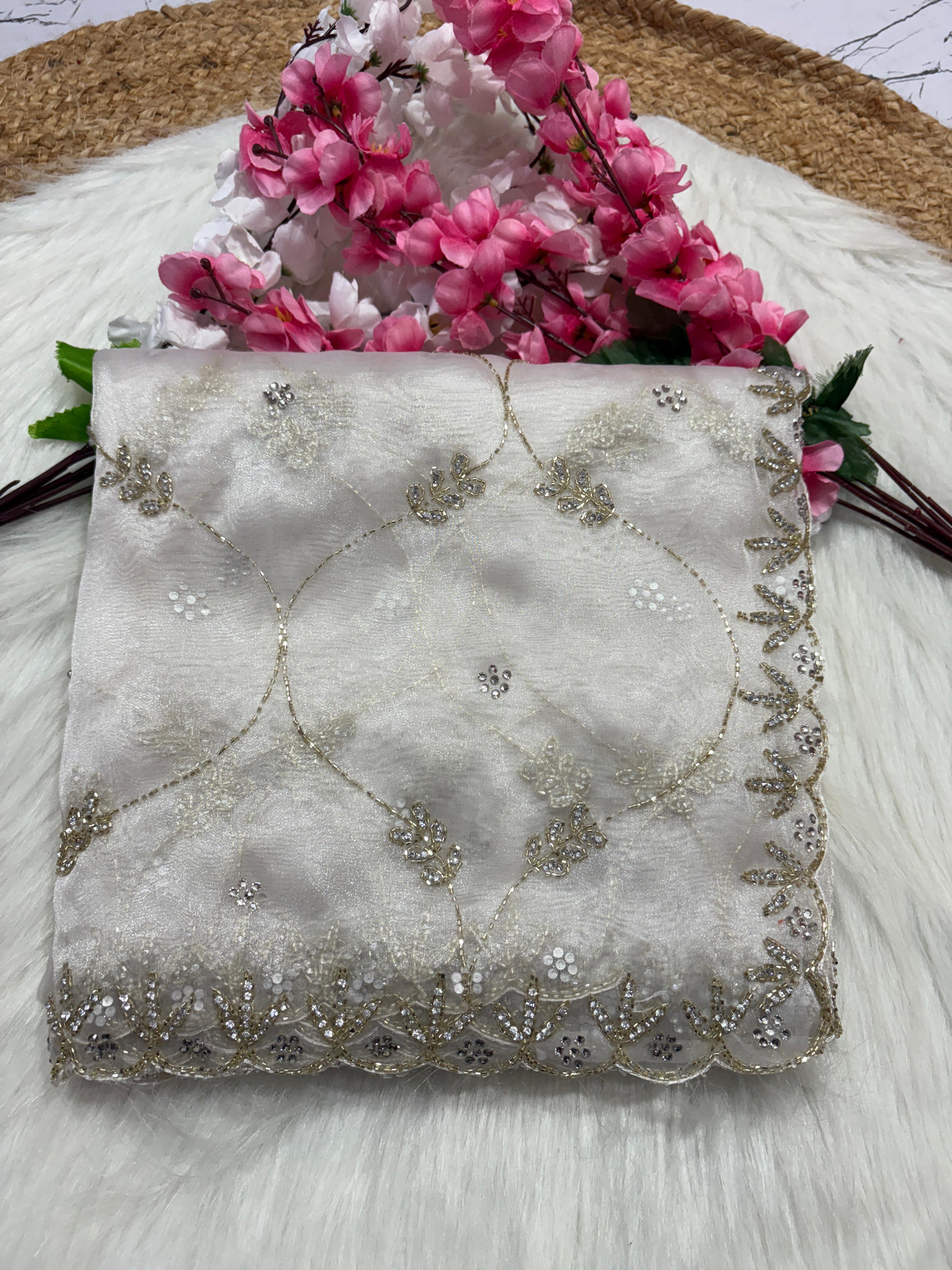 soft organza handwork saree