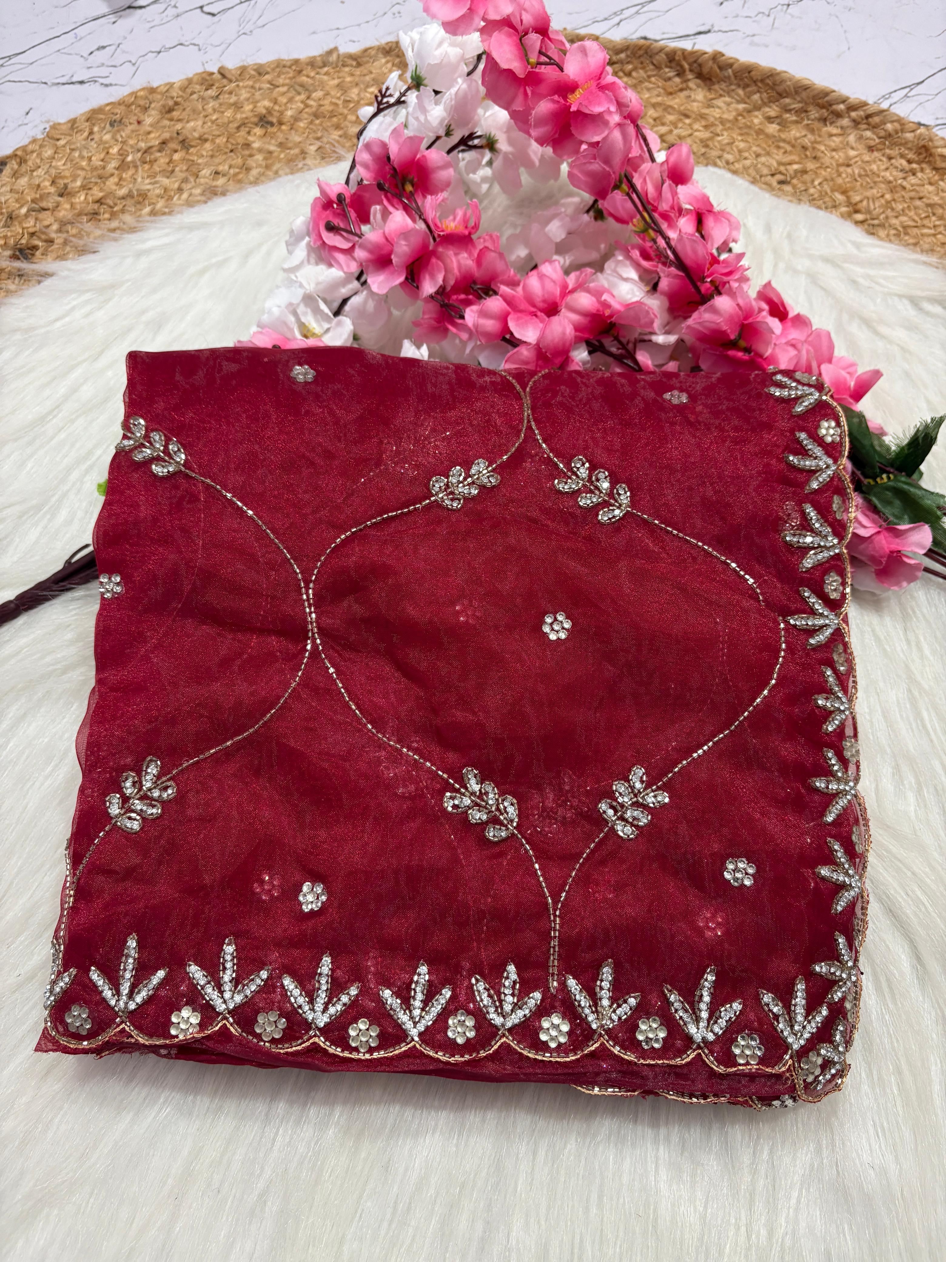 soft organza handwork saree