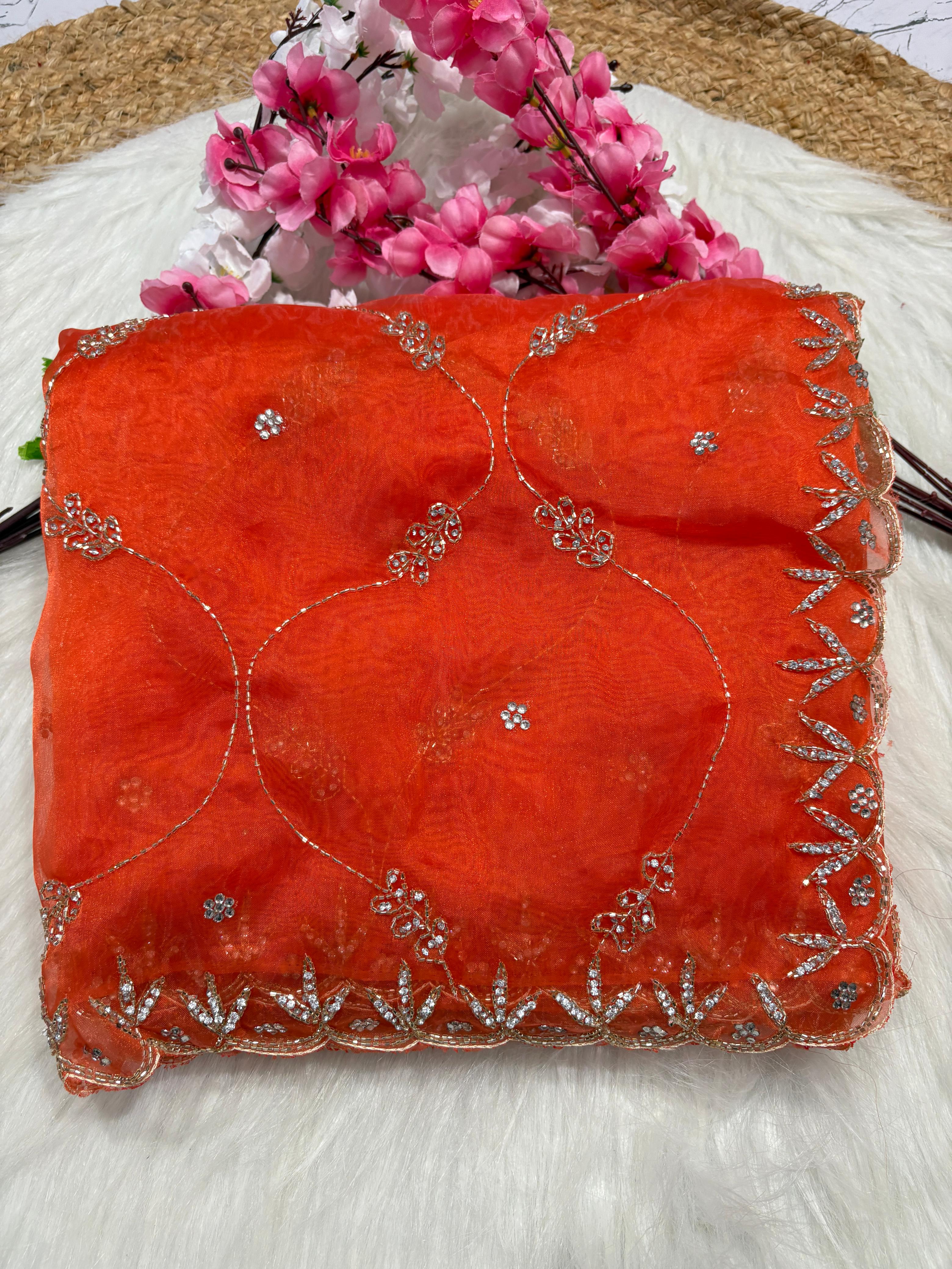 soft organza handwork saree