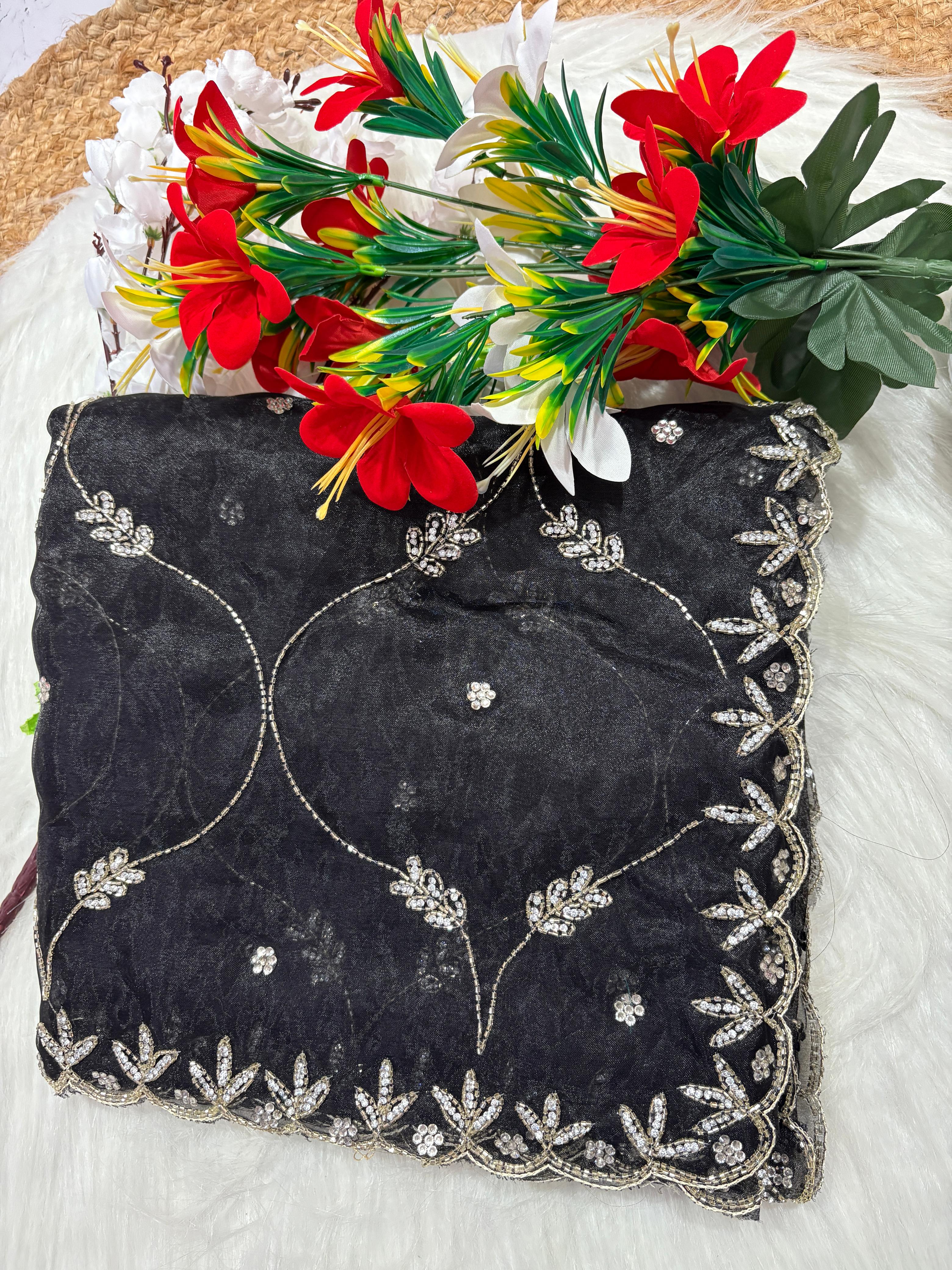 soft organza handwork saree