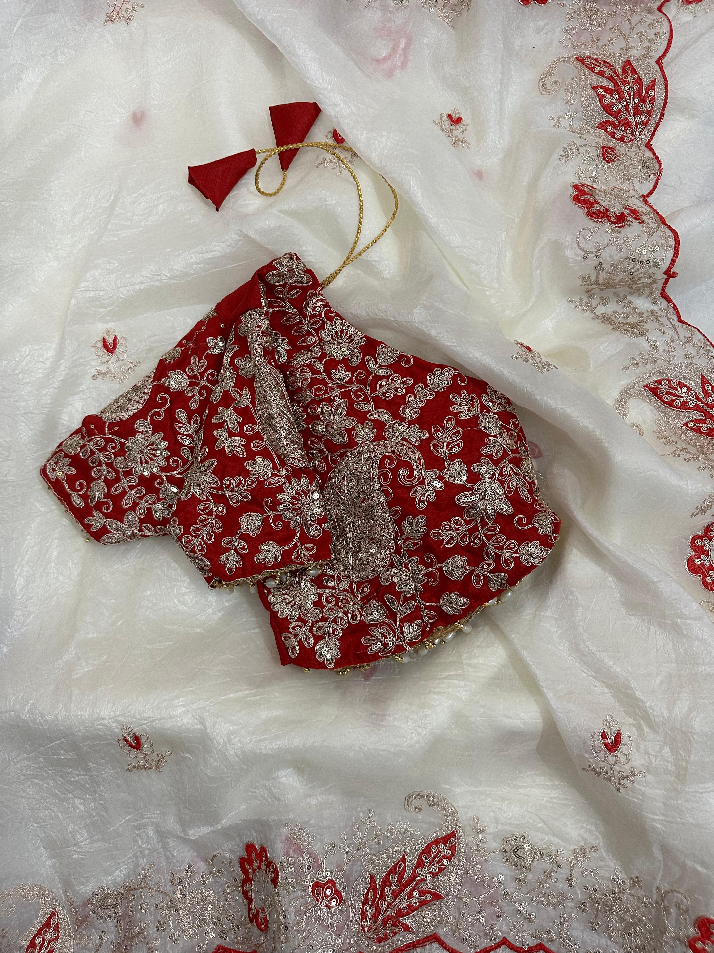 Pure crystal Organza Tissue saree with  Embroidery work On Border With coding weaving Across The all Over Saree