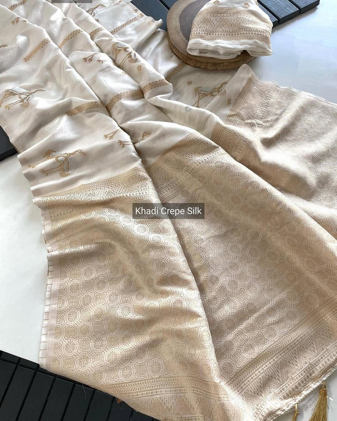 Experience the grandeur of Banarasi craftsmanship! Our stunning nylon Banarasi hand-dyed saree features: