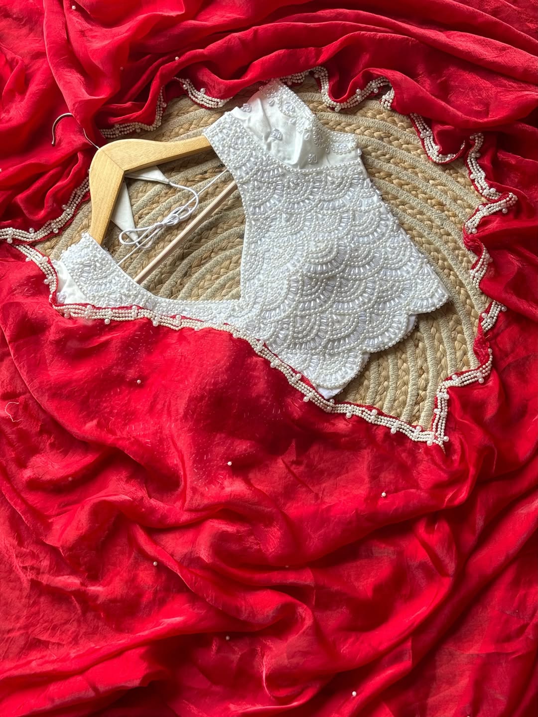 Designer space silk saree with Pearl Blouse