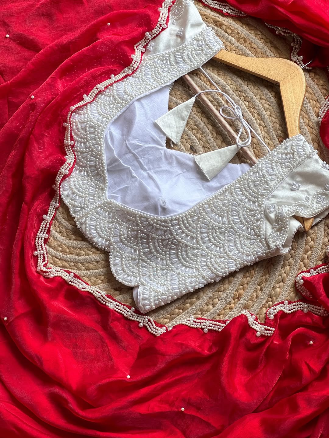 Designer space silk saree with Pearl Blouse