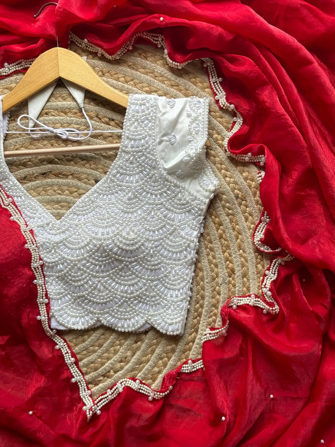 Designer space silk saree with Pearl Blouse