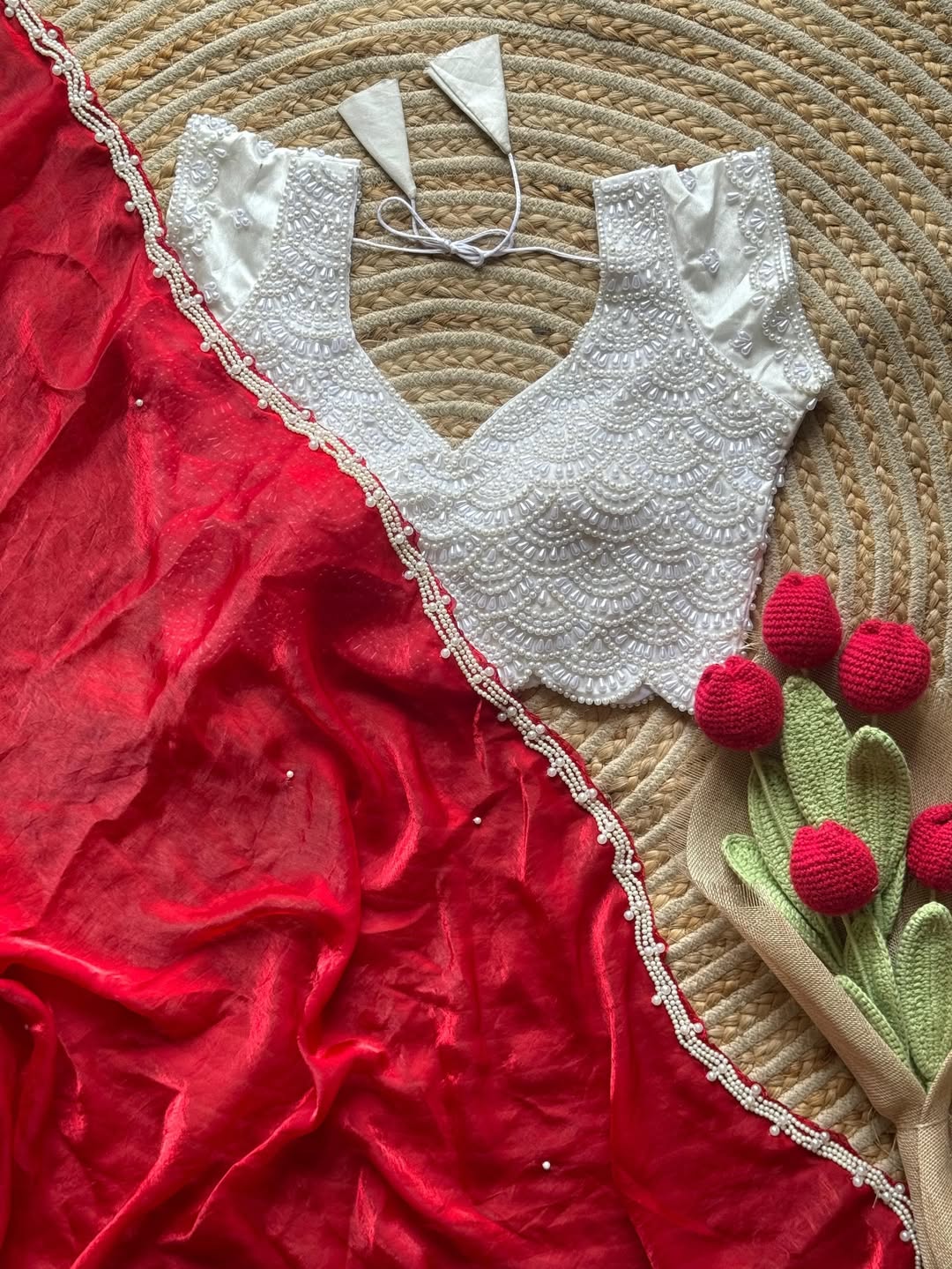 Designer space silk saree with Pearl Blouse