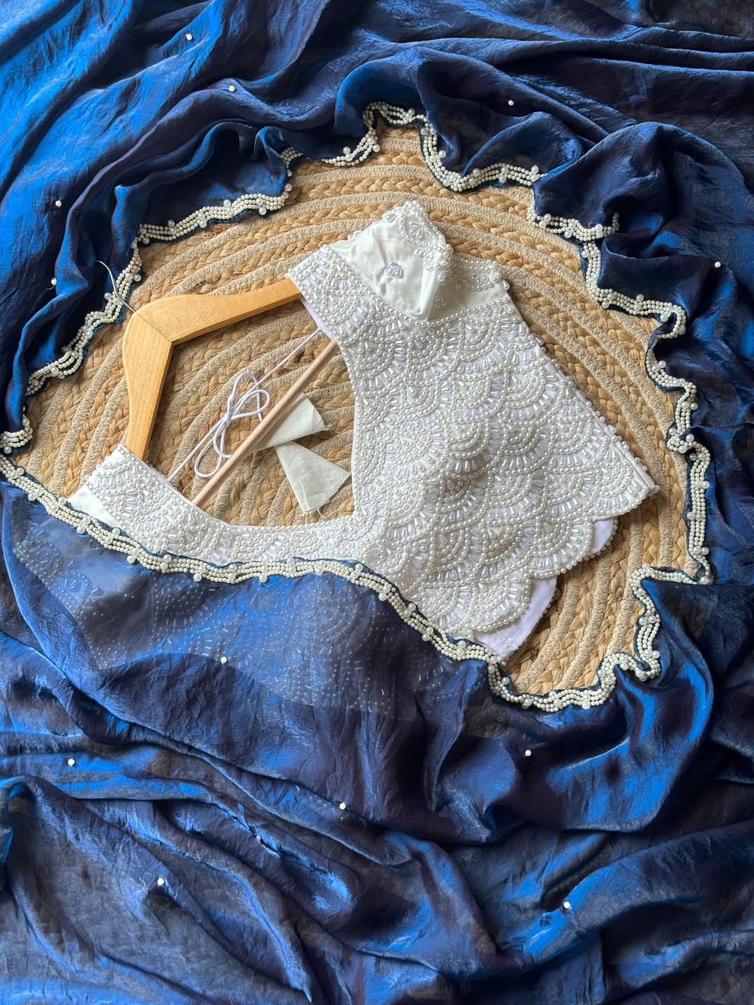 Designer space silk saree with Pearl Blouse